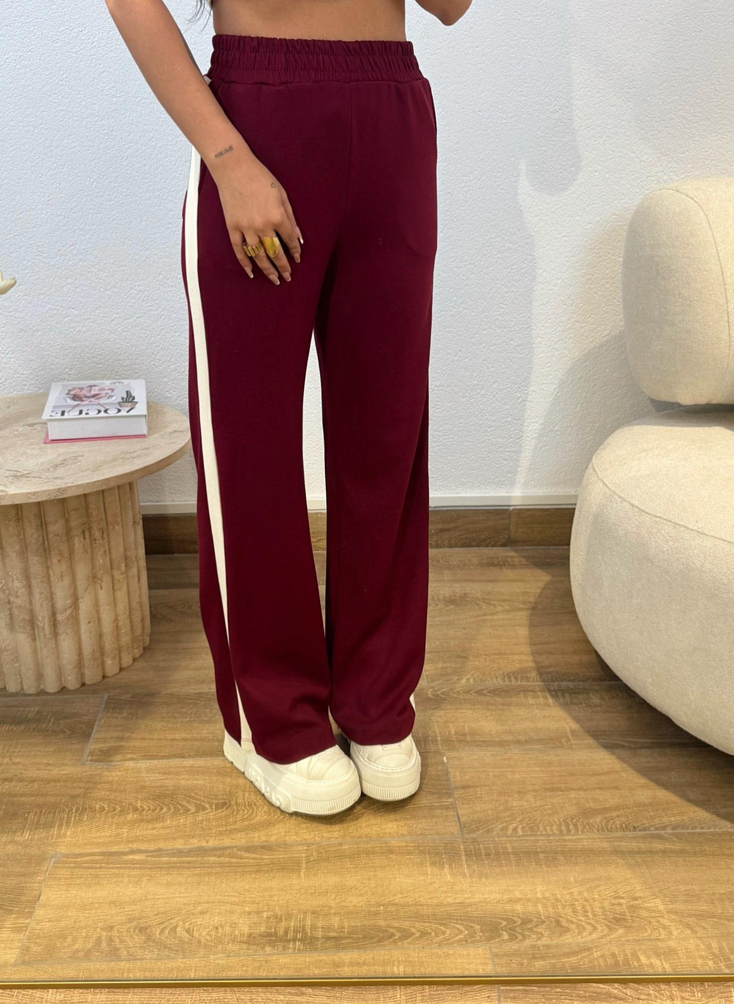 Marka Model Şeritli Bordo Eşofman Takımı