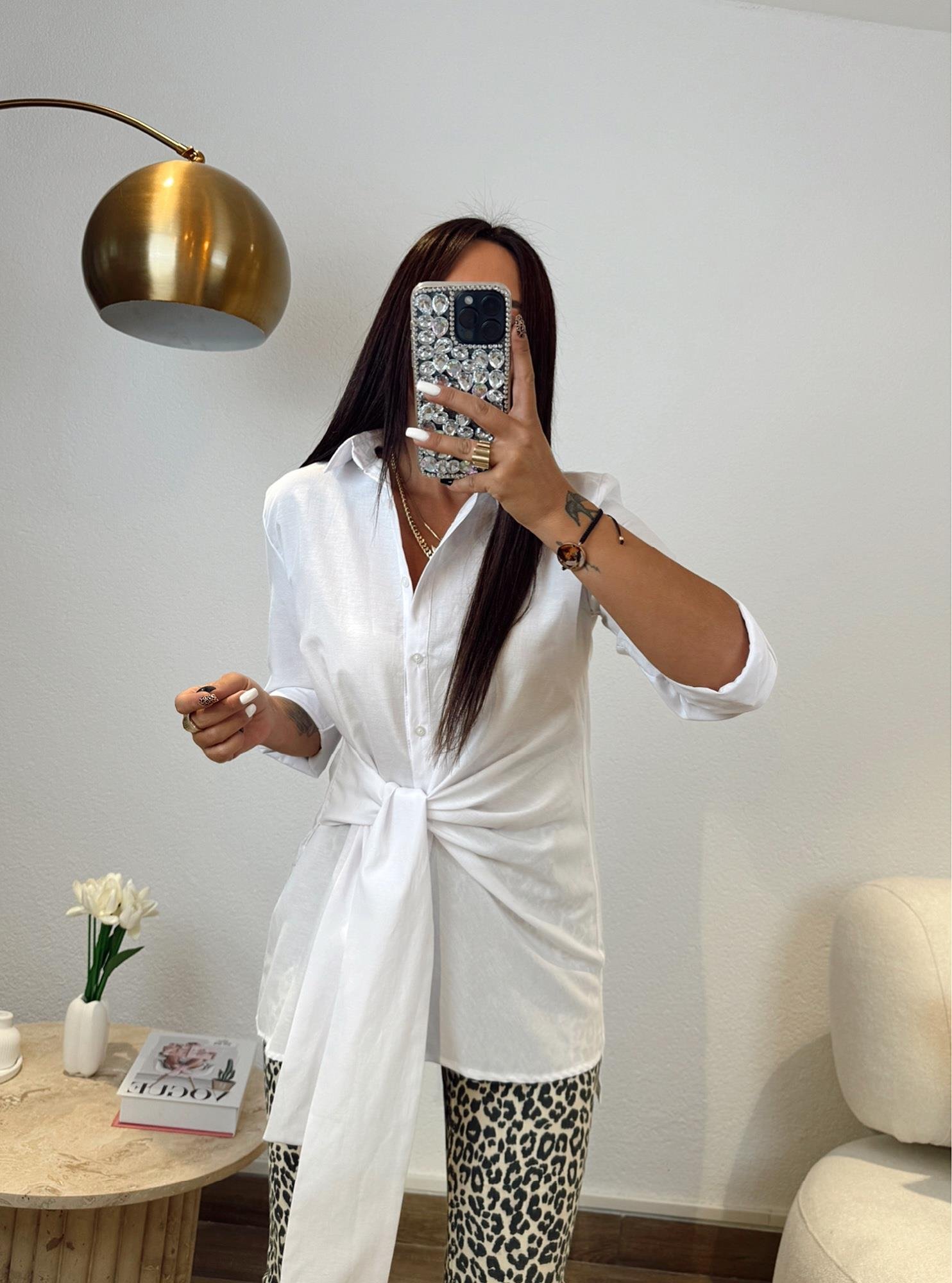 Marka Model Yandan Bağlamalı Poplin Beyaz Gömlek