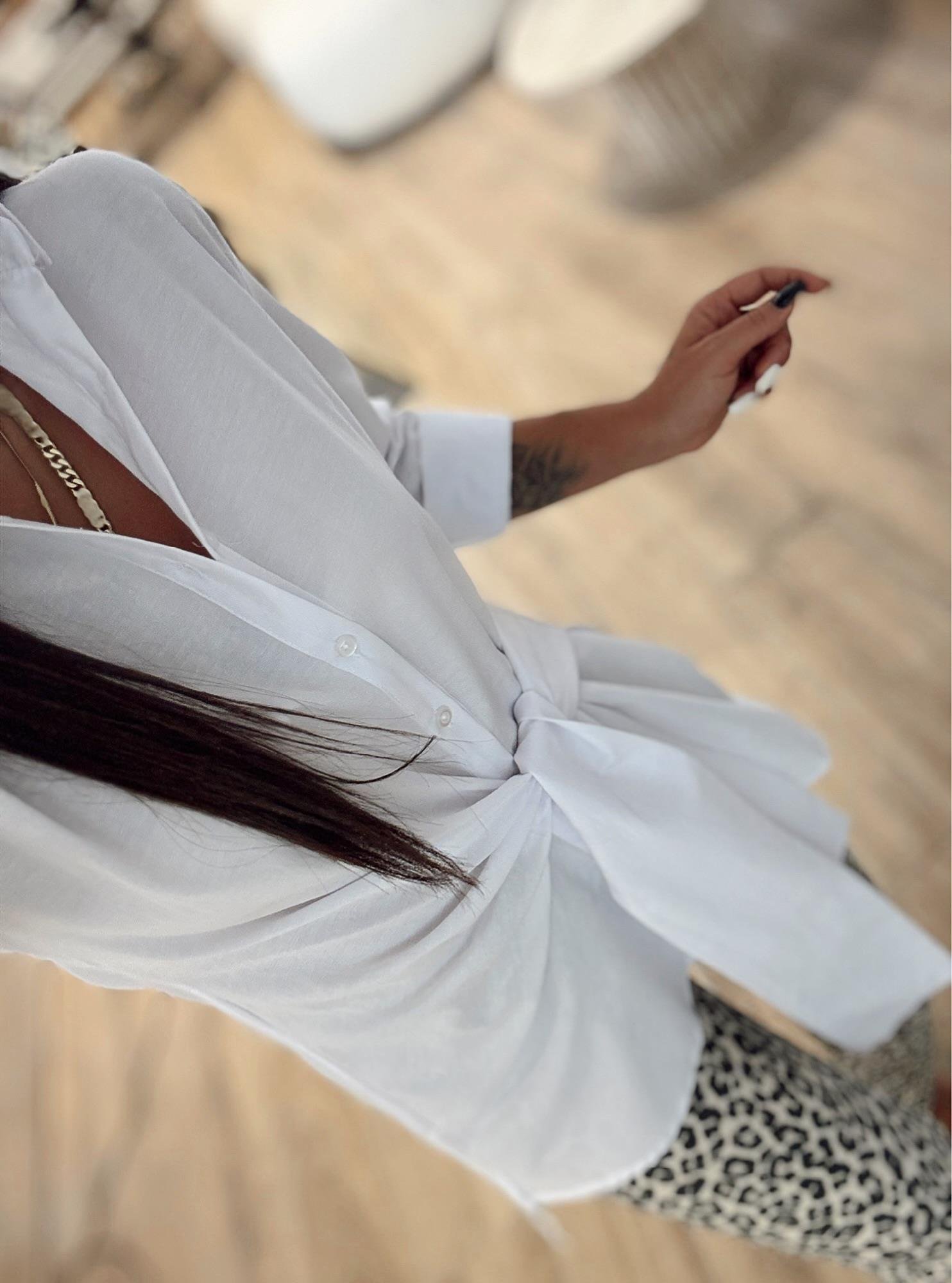 Marka Model Yandan Bağlamalı Poplin Beyaz Gömlek