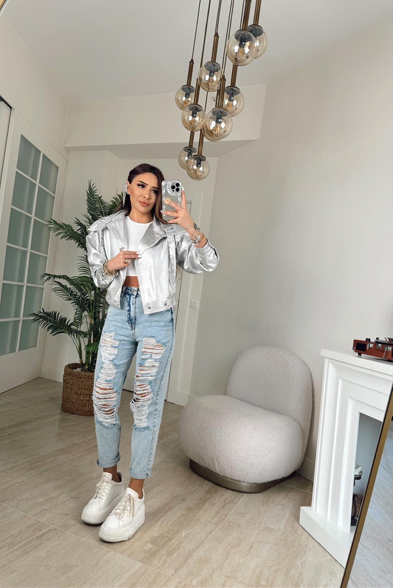 Marka Model Zincir Detay Silver Ceket