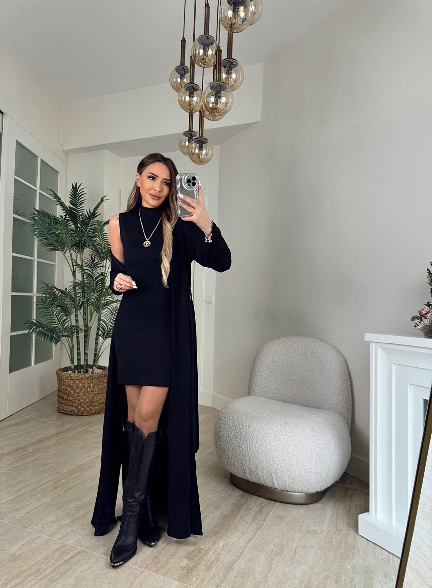 Mini Elbise & Maxi Hırka Takım