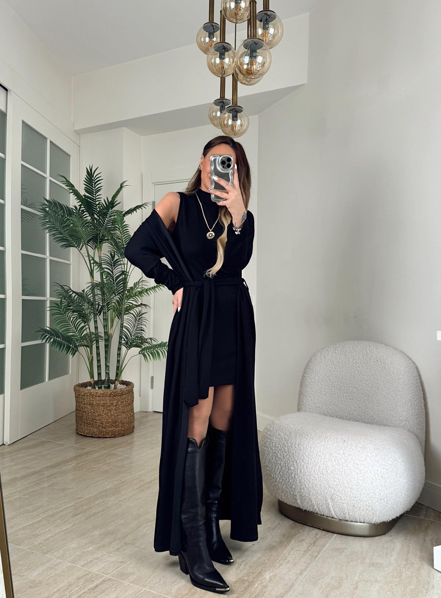 Mini Elbise & Maxi Hırka Takım