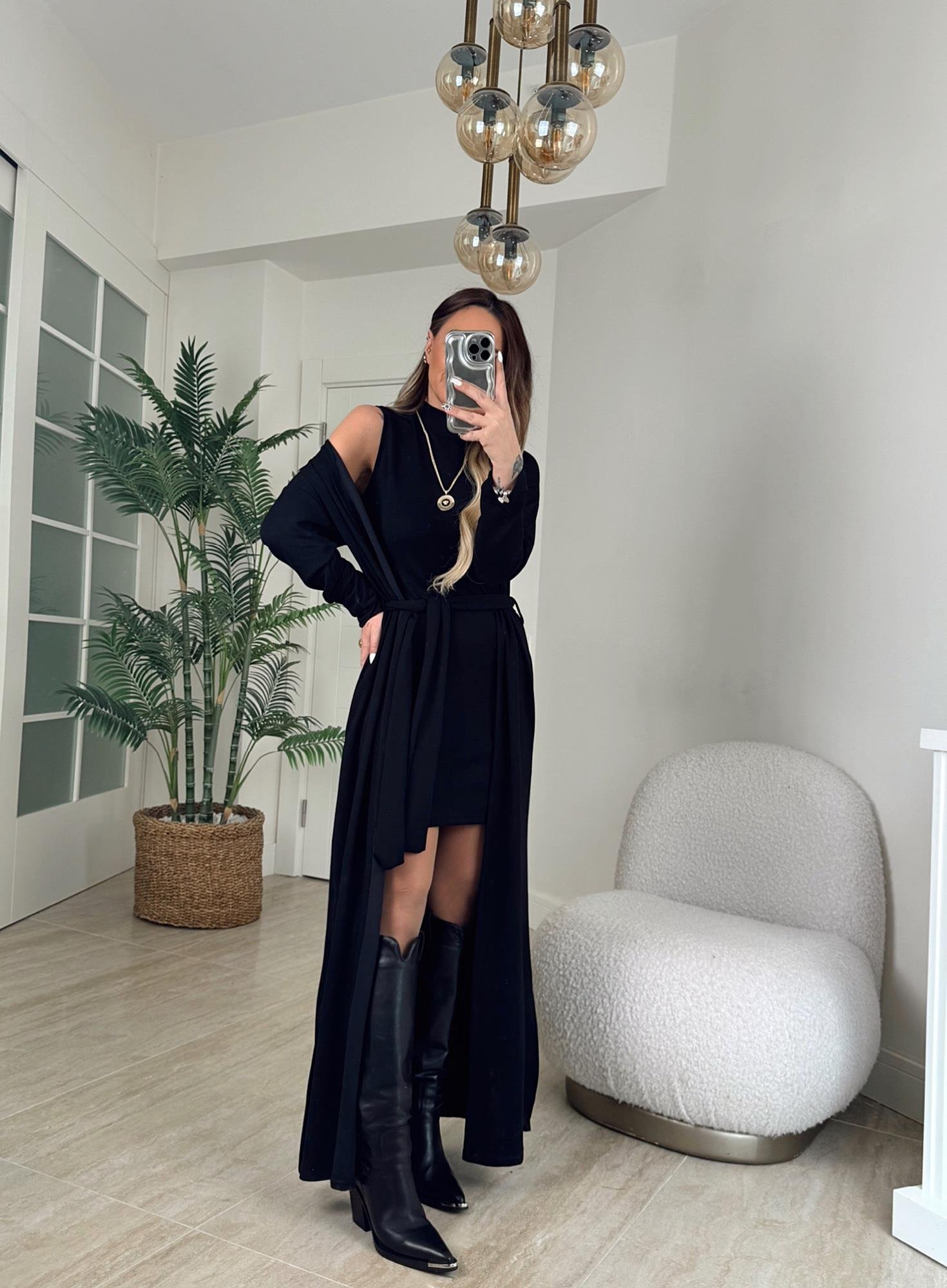 Mini Elbise & Maxi Hırka Takım