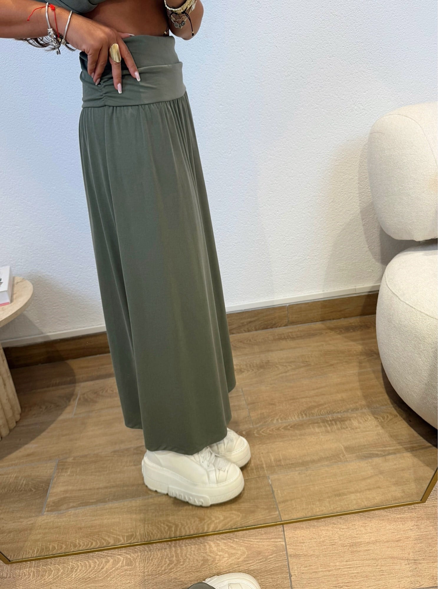 Modal Crop & Etek Haki Takım