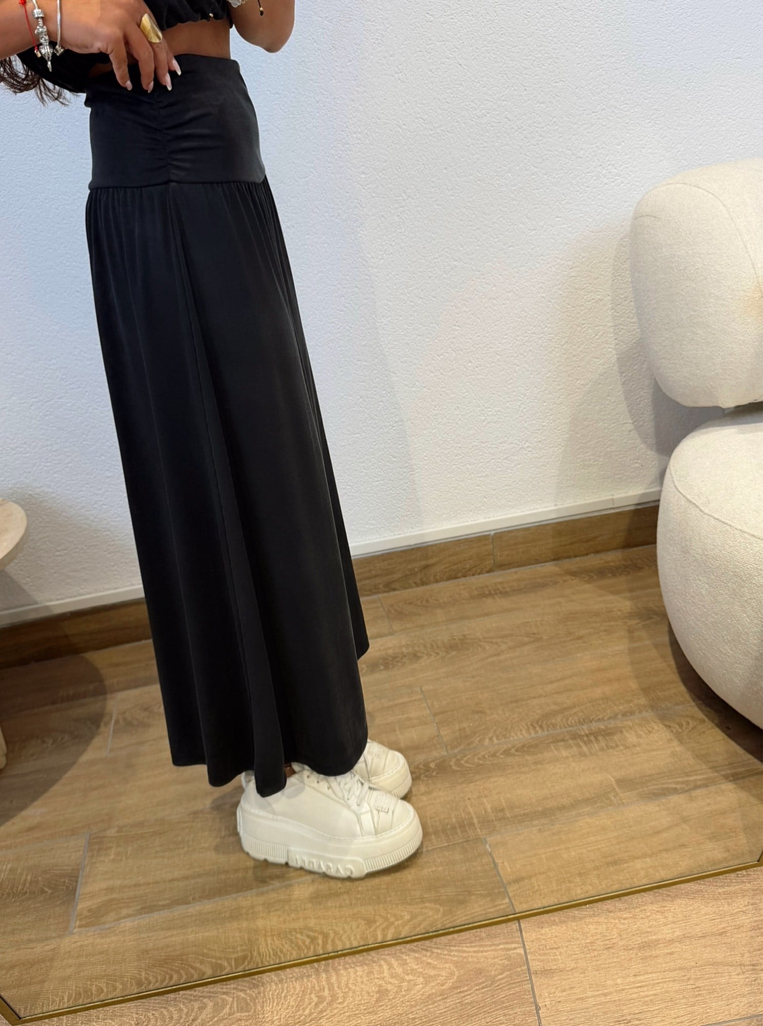 Modal Crop & Etek Siyah Takım