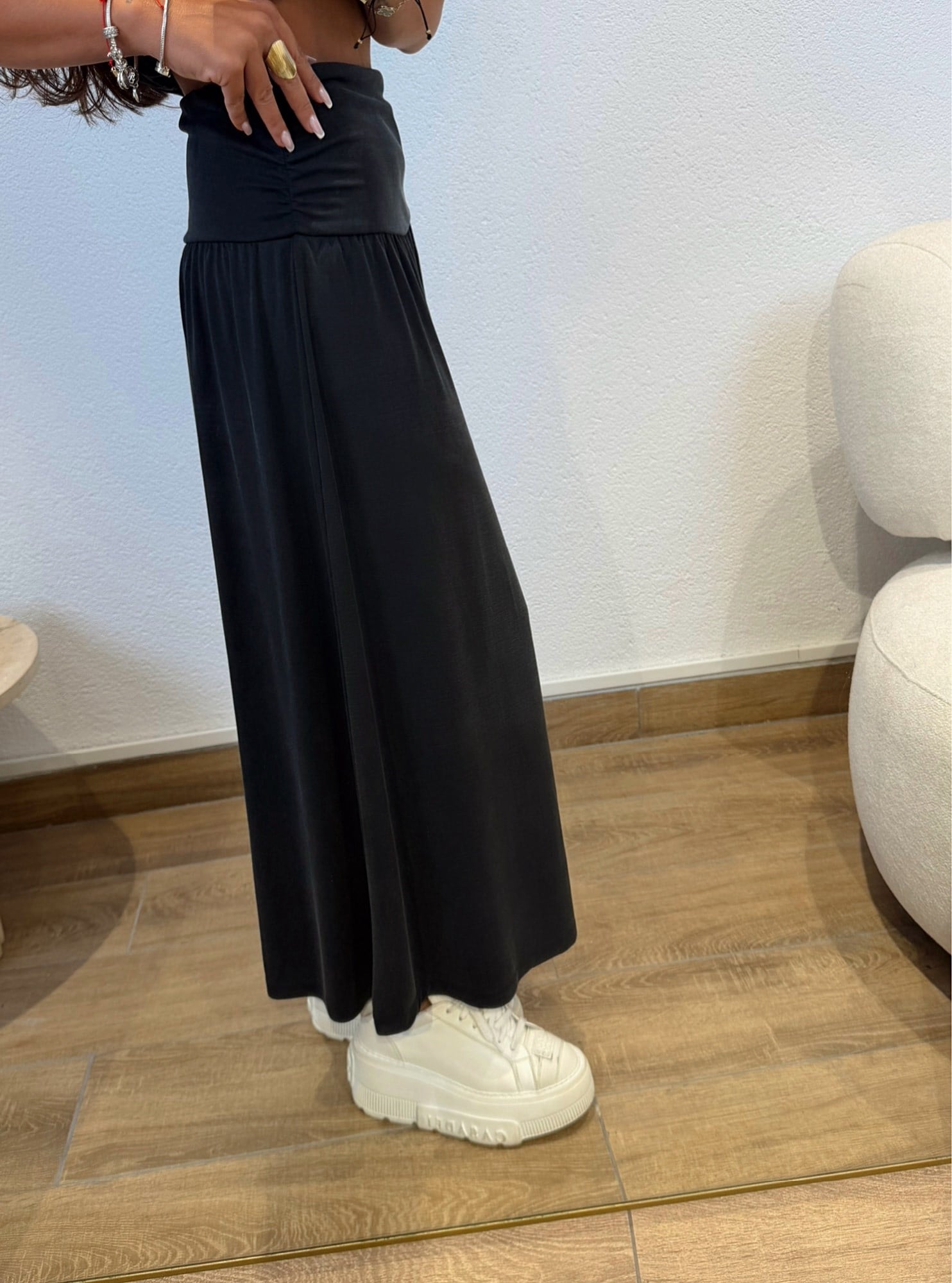 Modal Crop & Etek Siyah Takım
