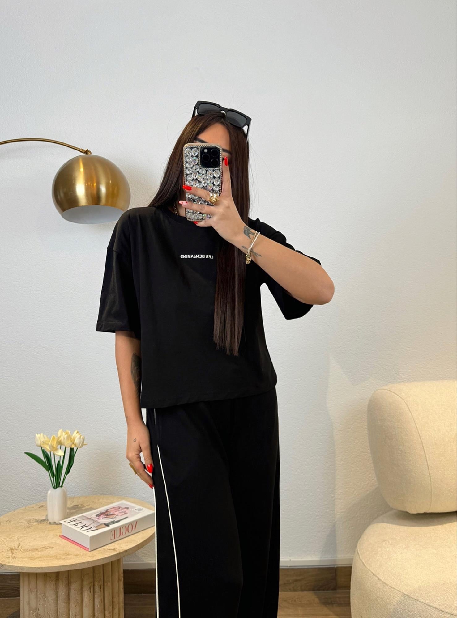 Modal Doku Biyeli Siyah Eşofman