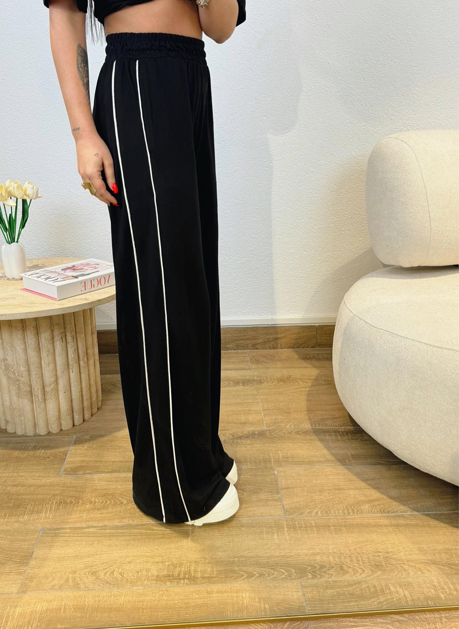 Modal Doku Biyeli Siyah Eşofman