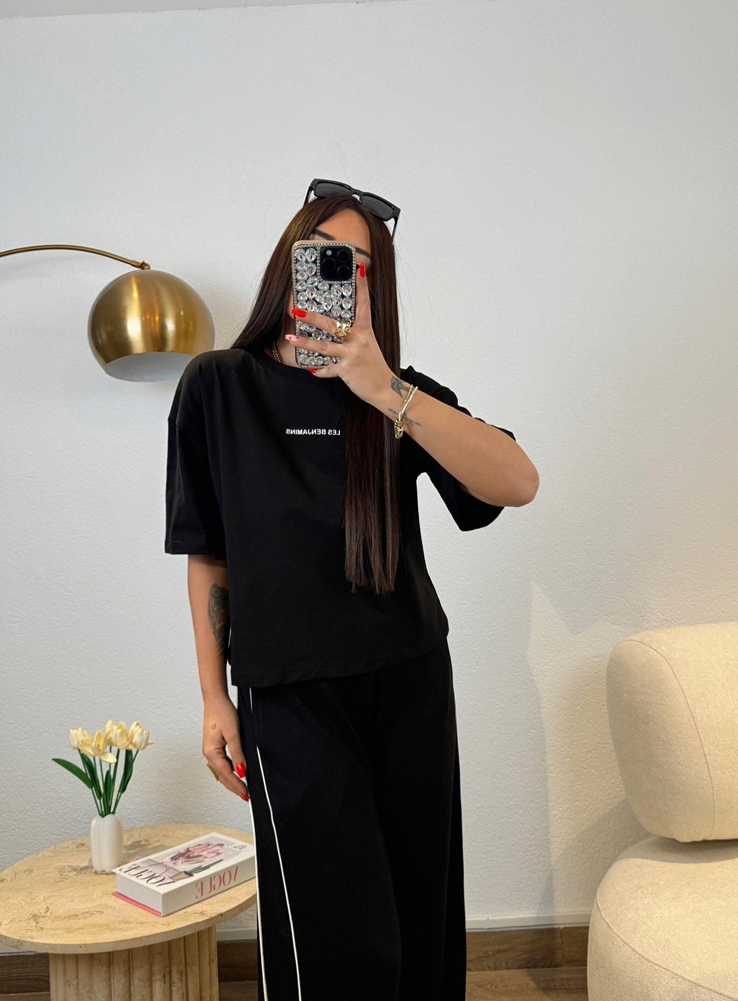 Modal Doku Biyeli Siyah Eşofman