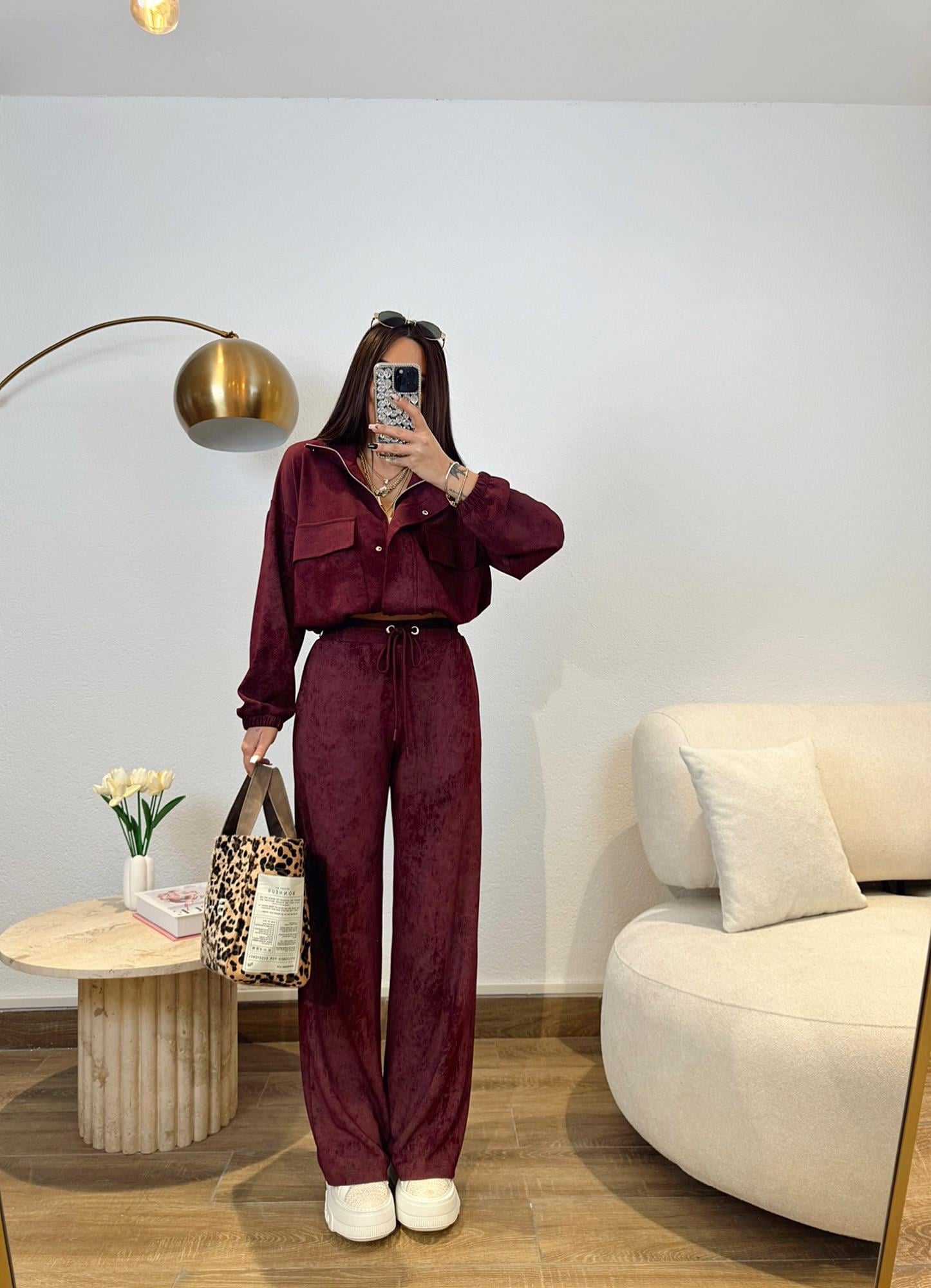 Modal Doku Bordo Batik Desen Premium Takım