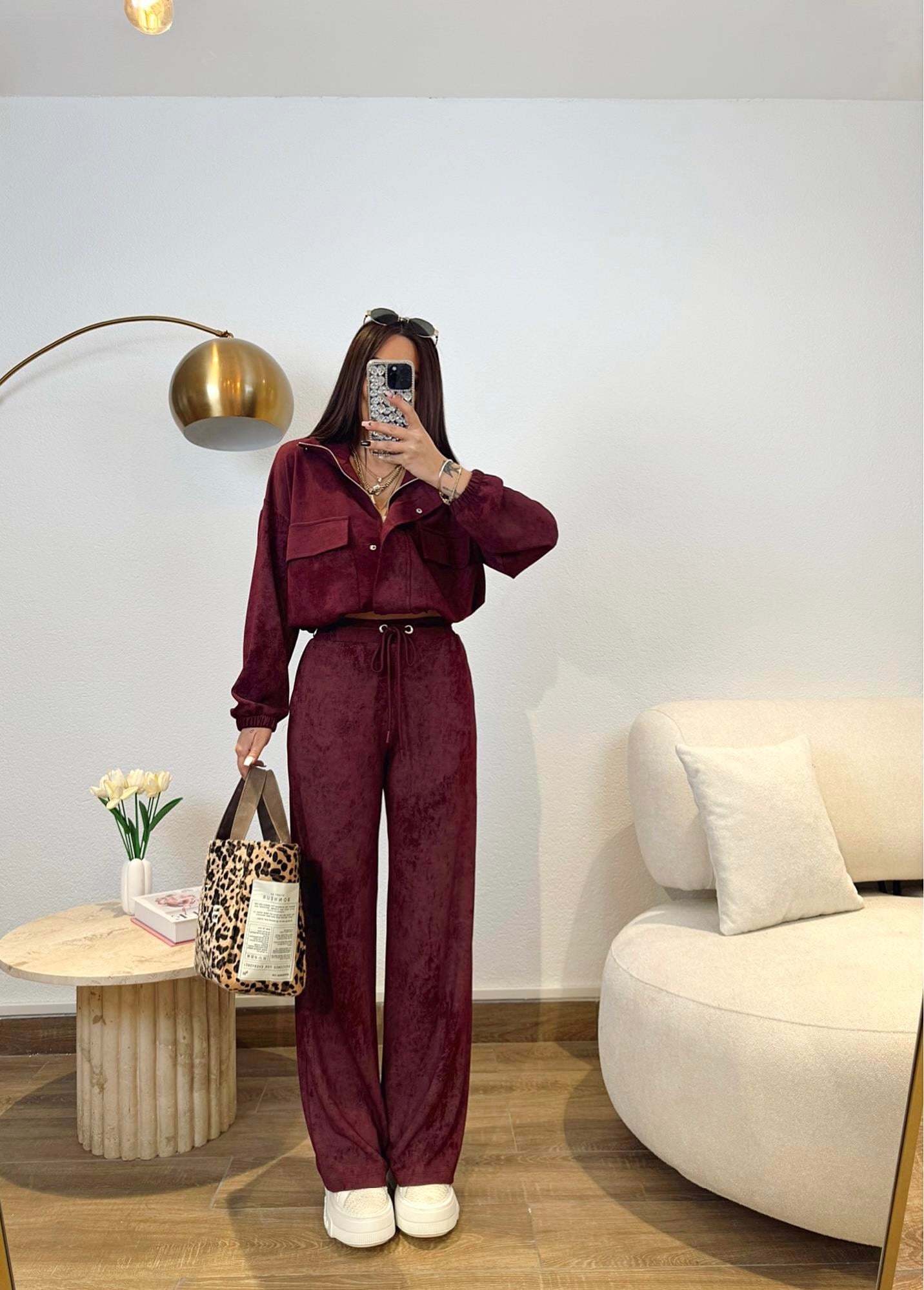 Modal Doku Bordo Batik Desen Premium Takım