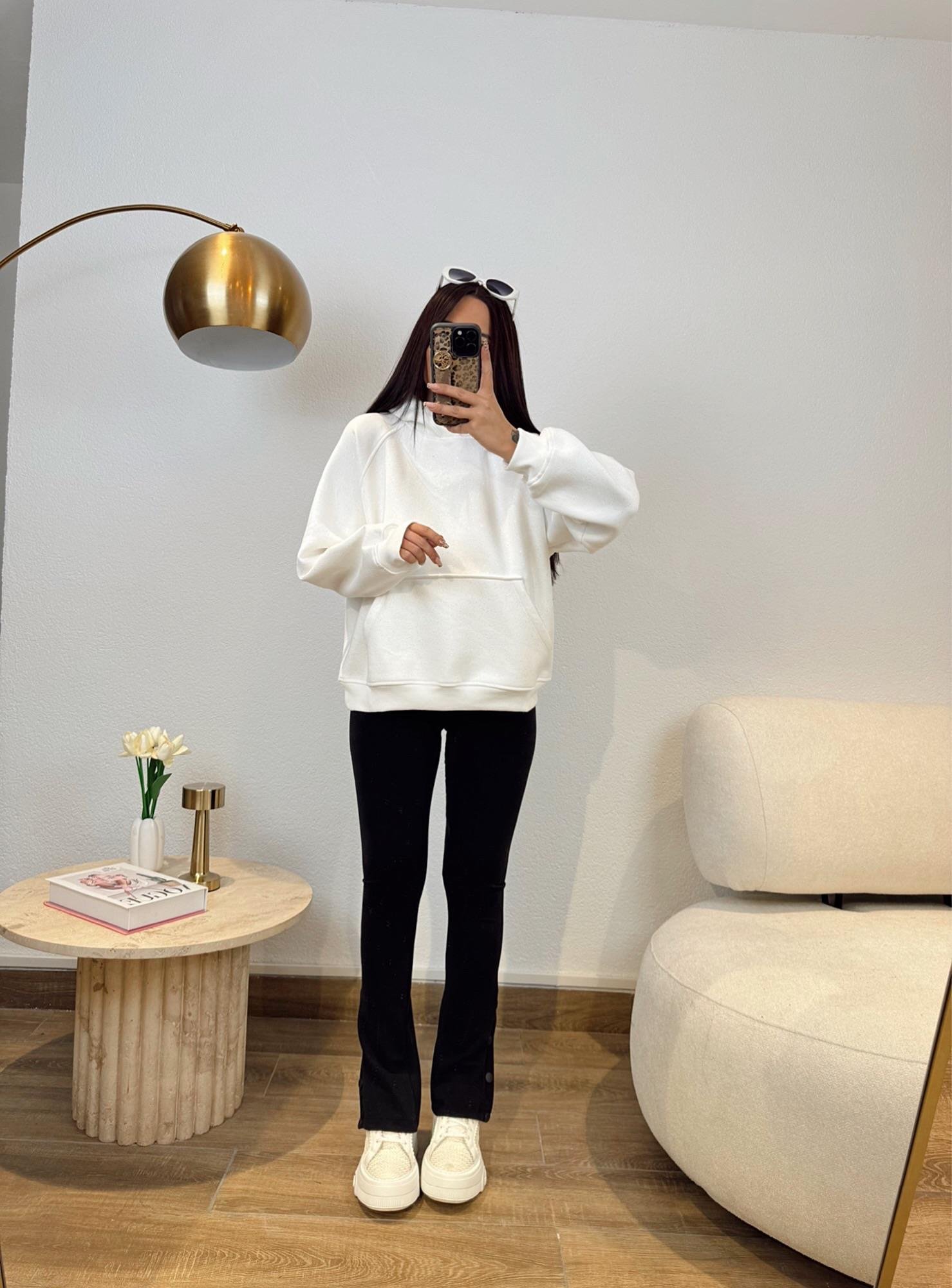 Modal Doku Çıtçıtlı Siyah Tayt Pantolon