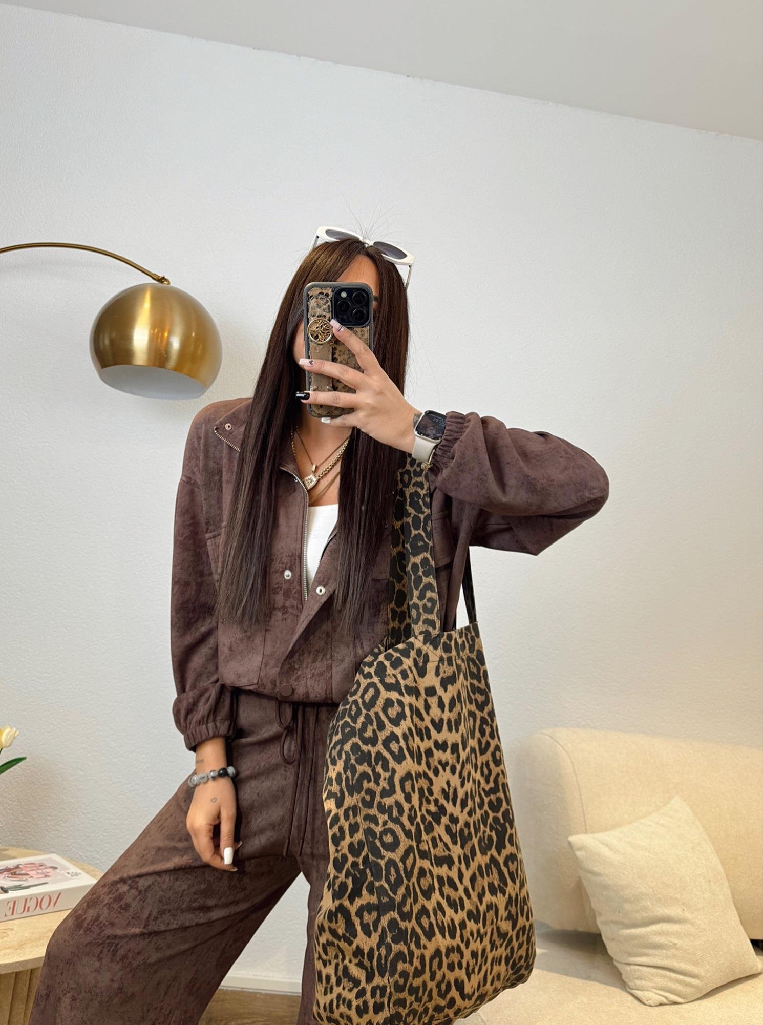 Modal Doku Kahve Batik Desen Premium Takım