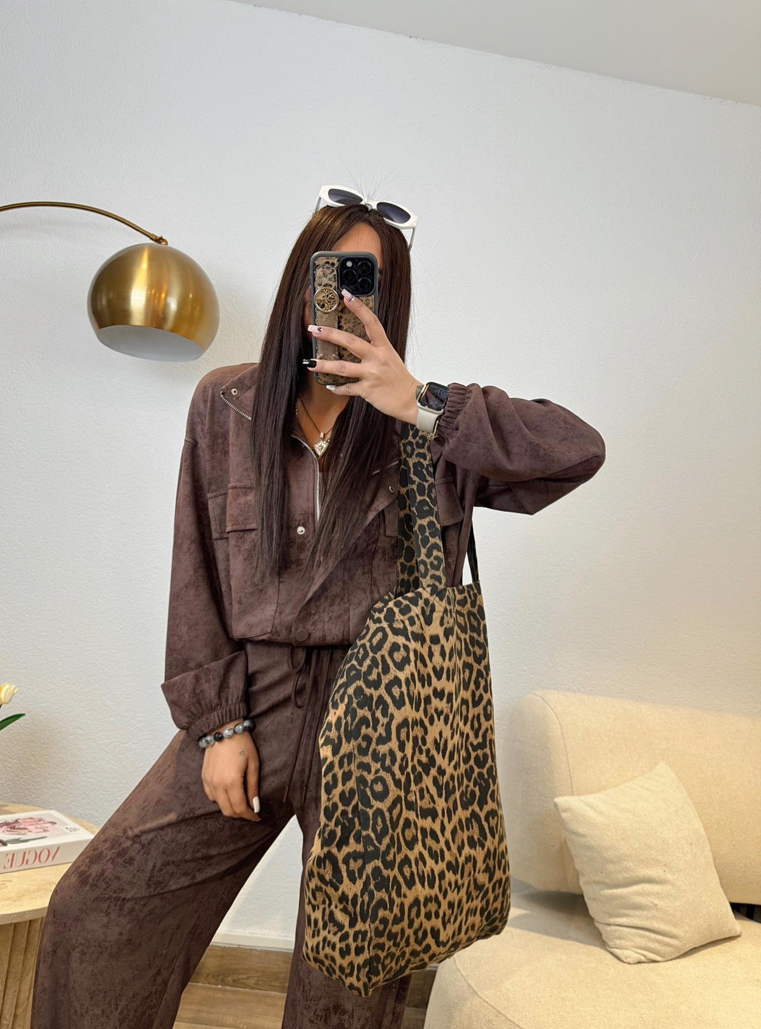 Modal Doku Kahve Batik Desen Premium Takım
