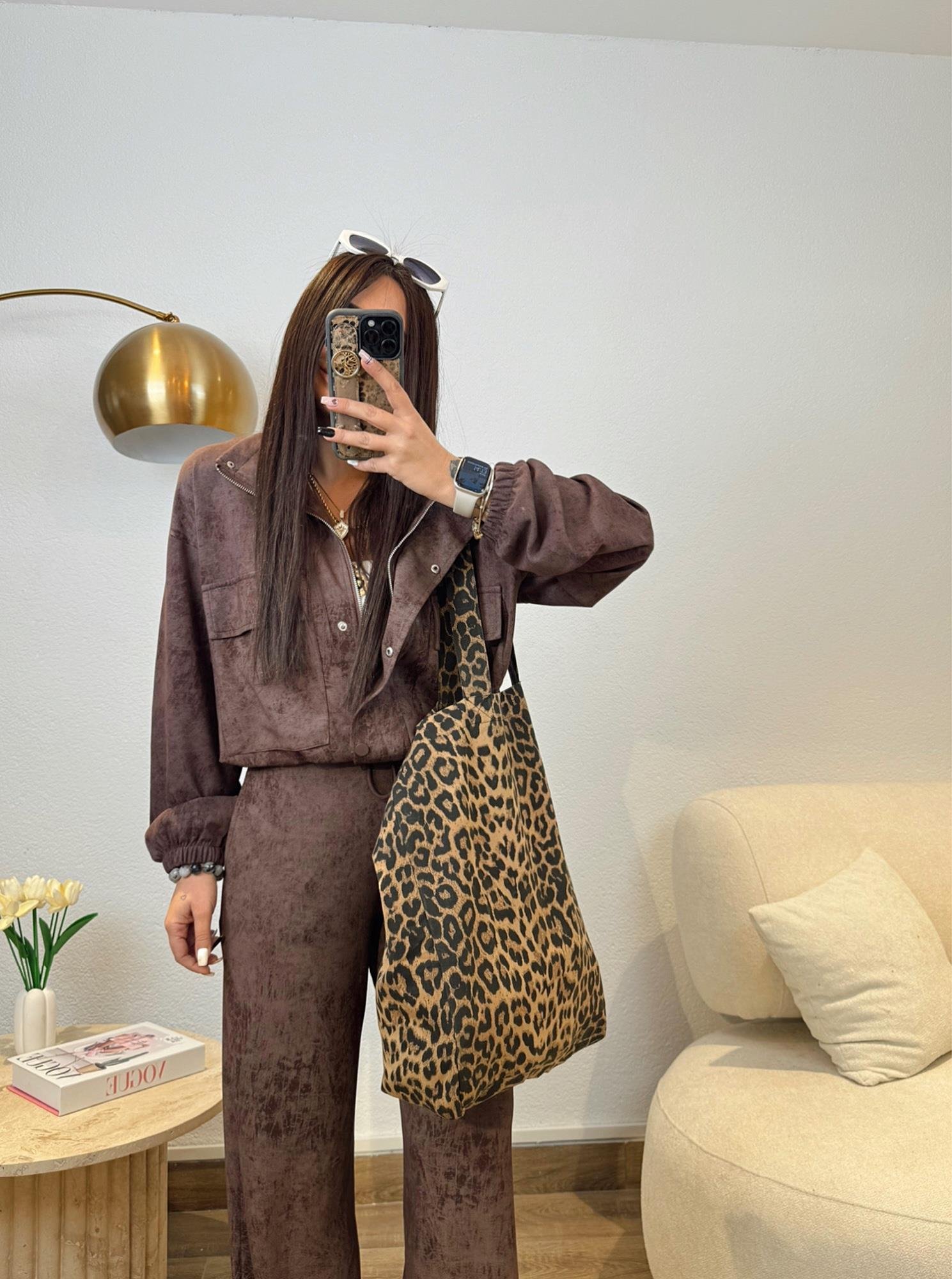 Modal Doku Kahve Batik Desen Premium Takım