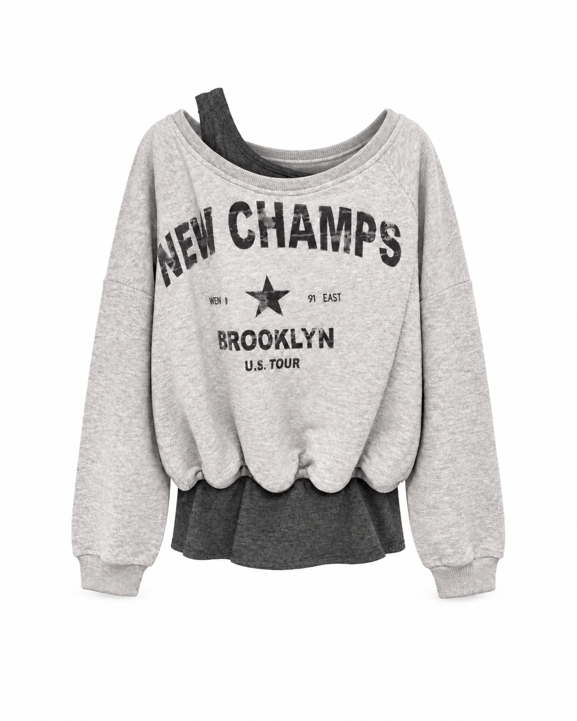 New Champs Atlet Detay Düşük Omuz Sweatshirt