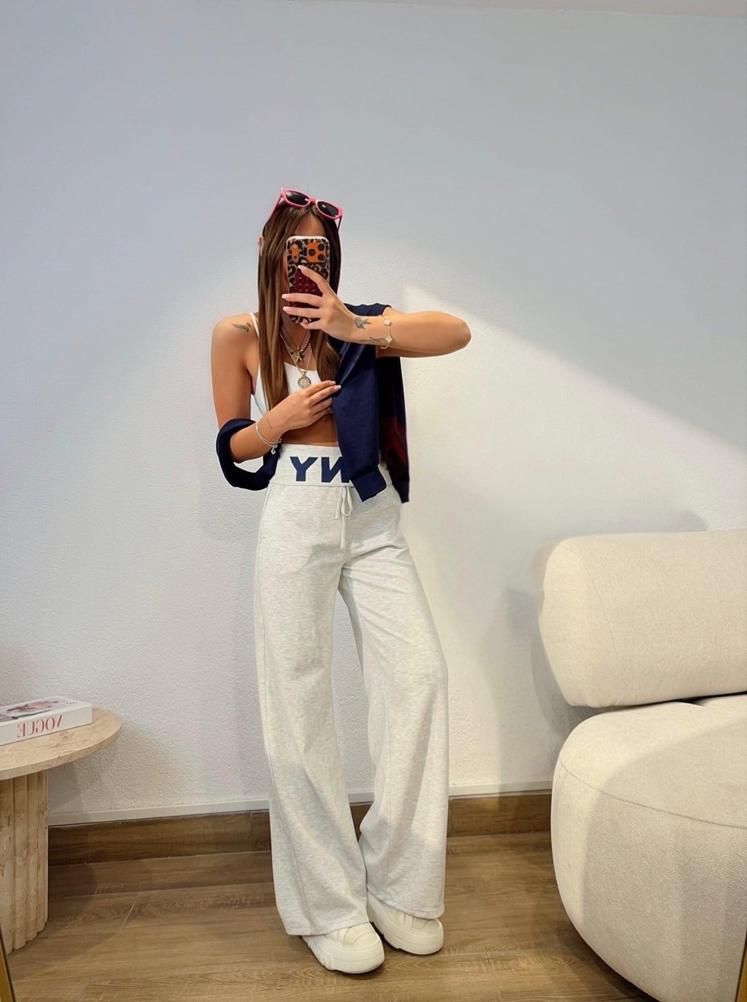 Ny Baskı Bel Detay Gri Modal Eşofman