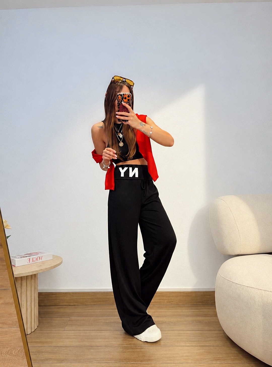 Ny Baskı Bel Detay Siyah Modal Eşofman