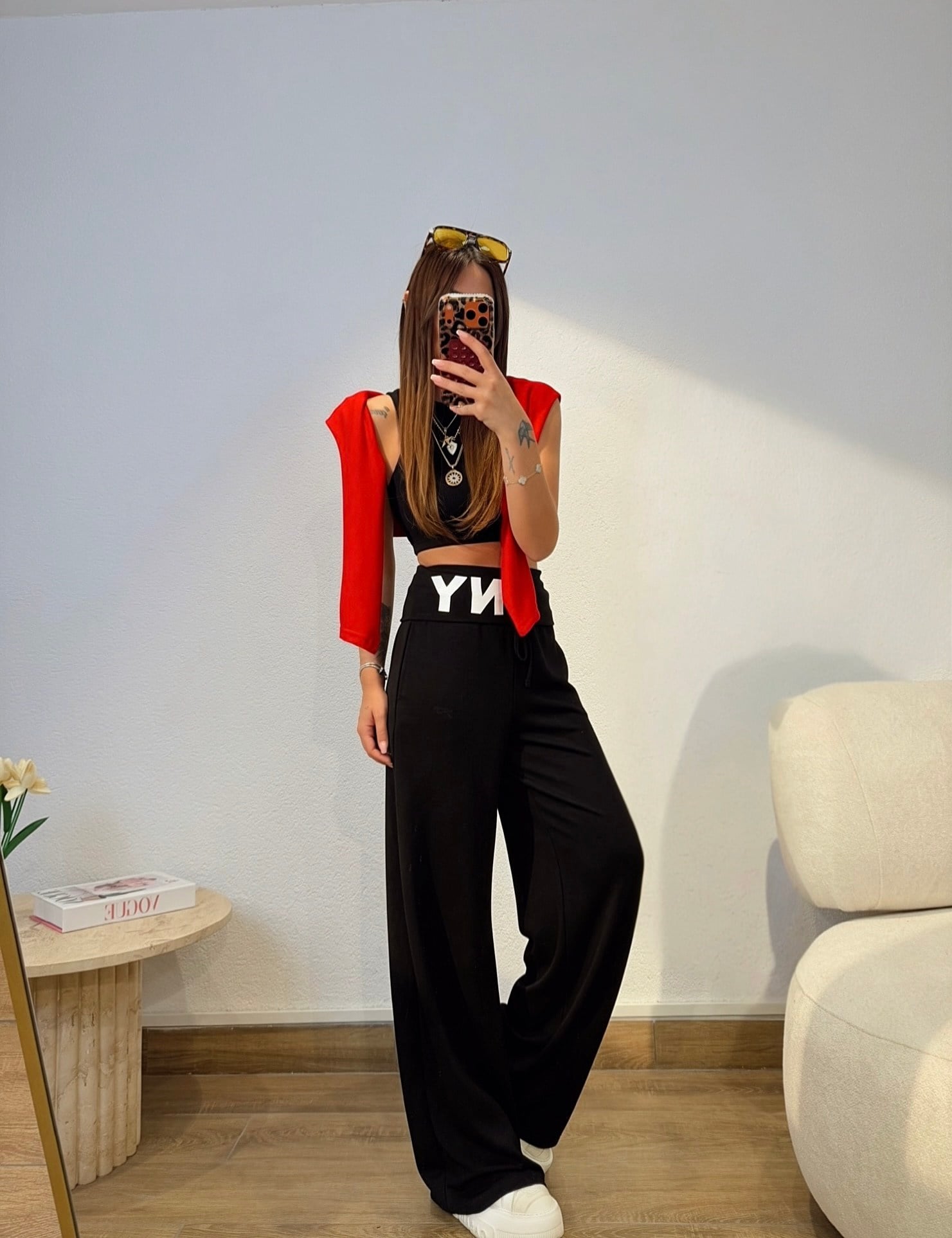 Ny Baskı Bel Detay Siyah Modal Eşofman