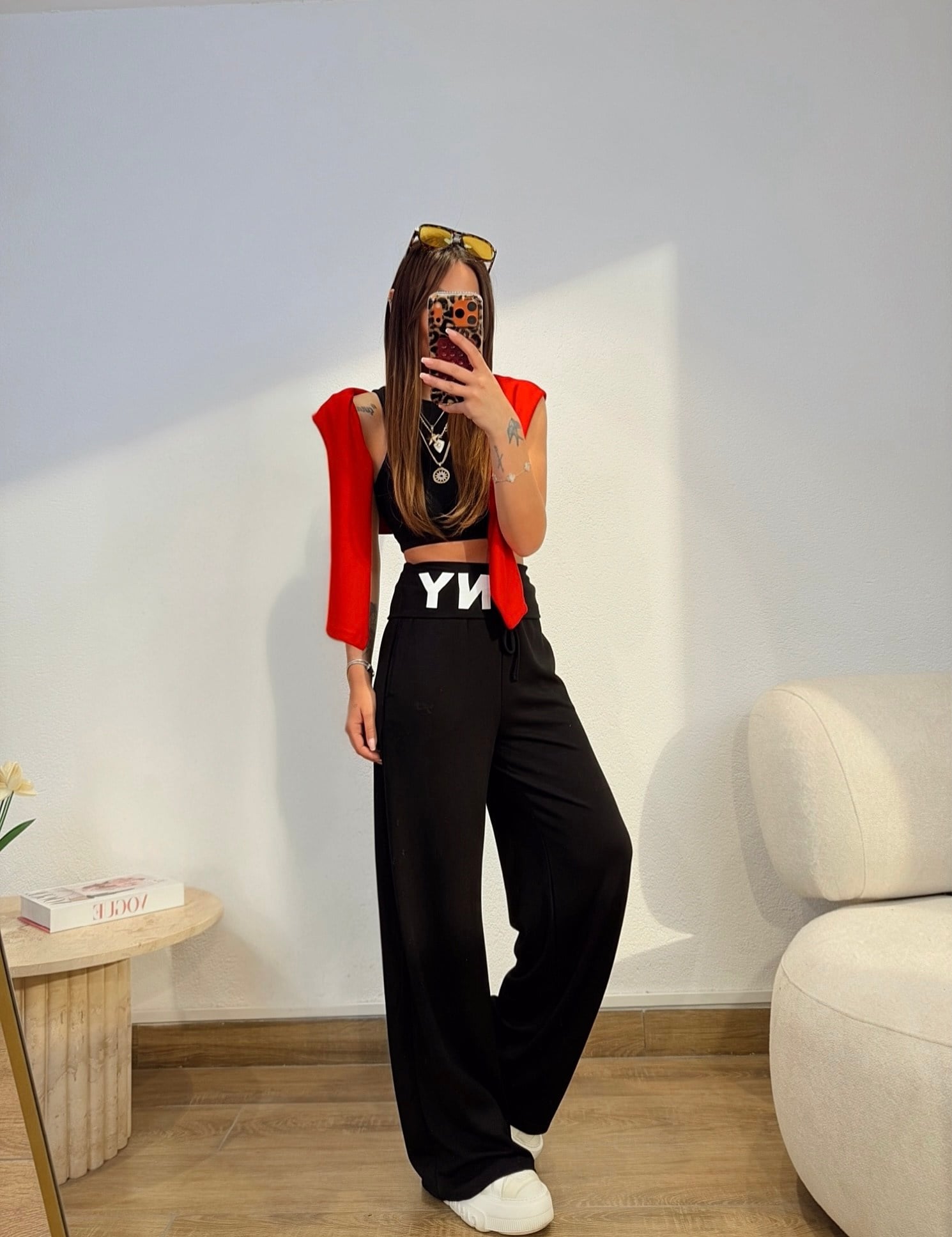 Ny Baskı Bel Detay Siyah Modal Eşofman