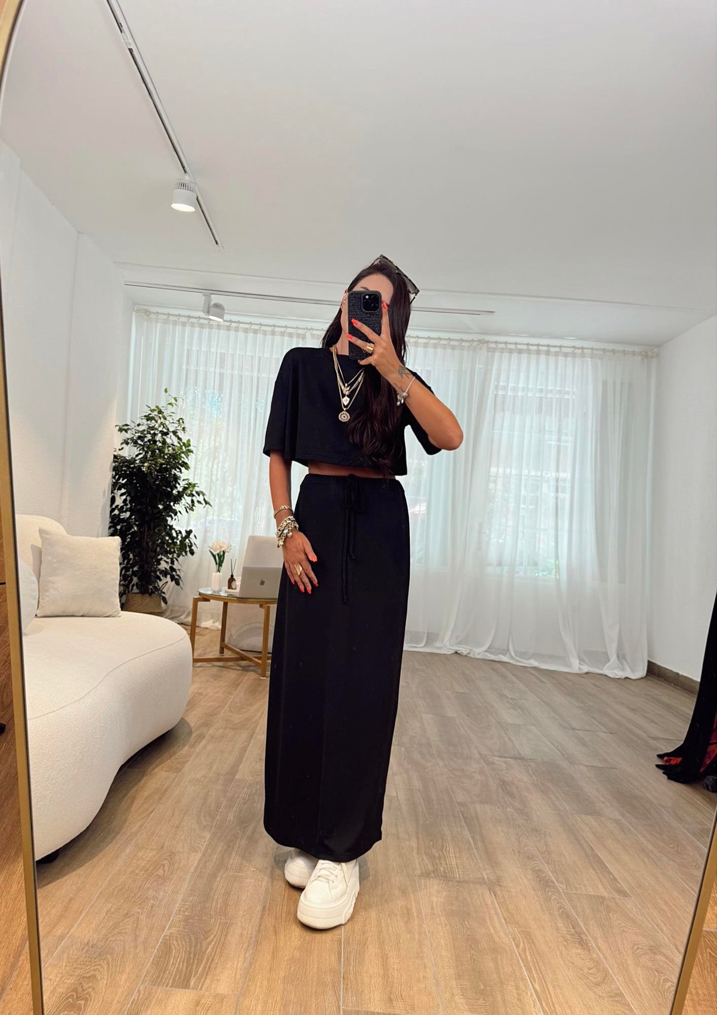O.s.h Doku Crop&Etek Siyah Takım