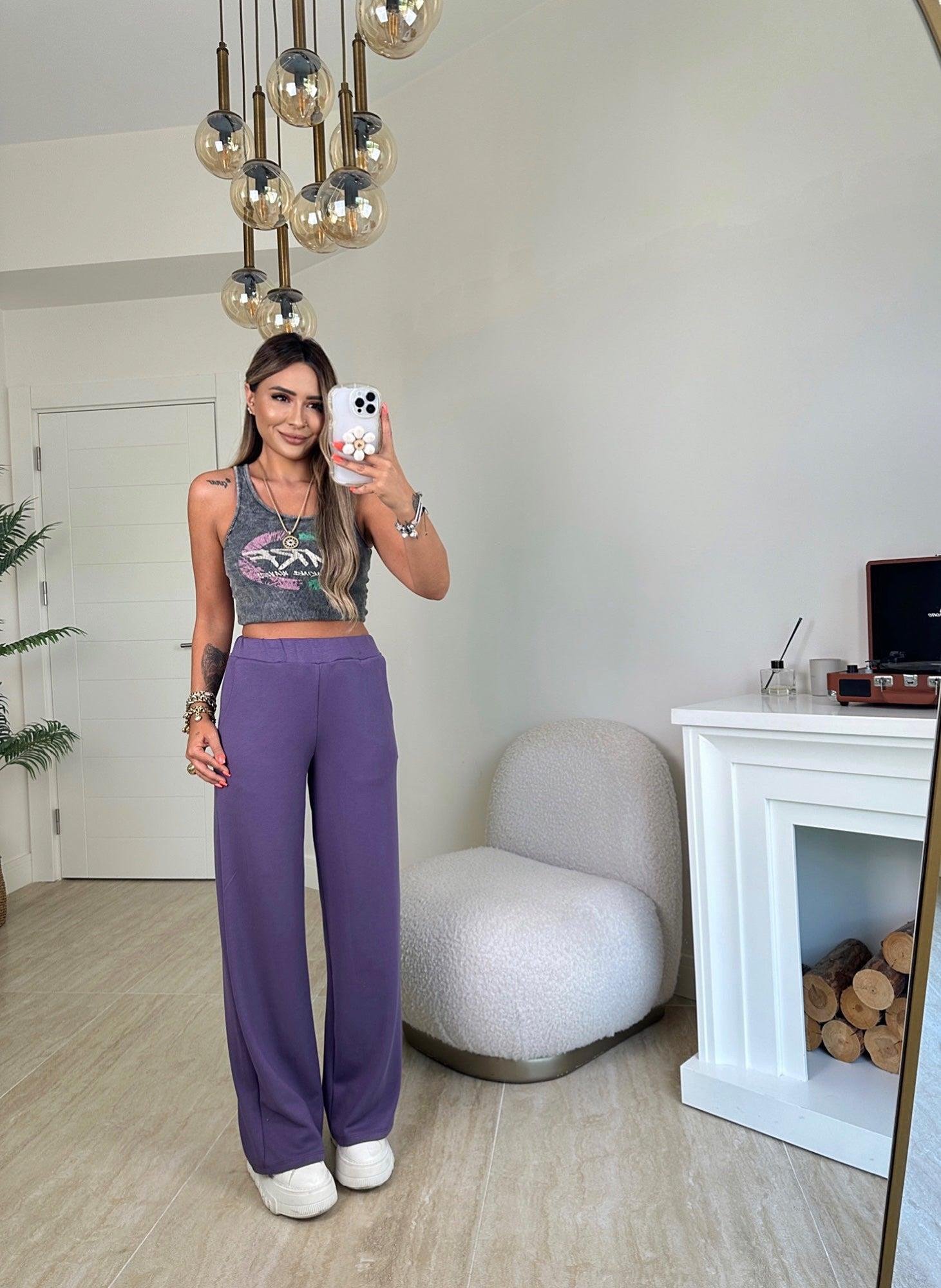 O.S.H Kumaş ve Model Bol Paça Mor Eşofman Altı