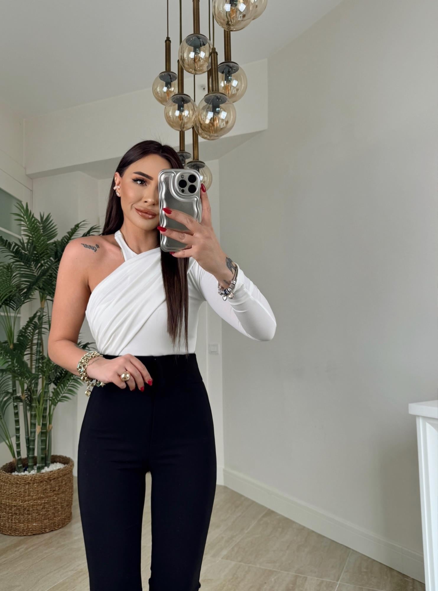 Omuz Detay Sandy Beyaz Bodysuit