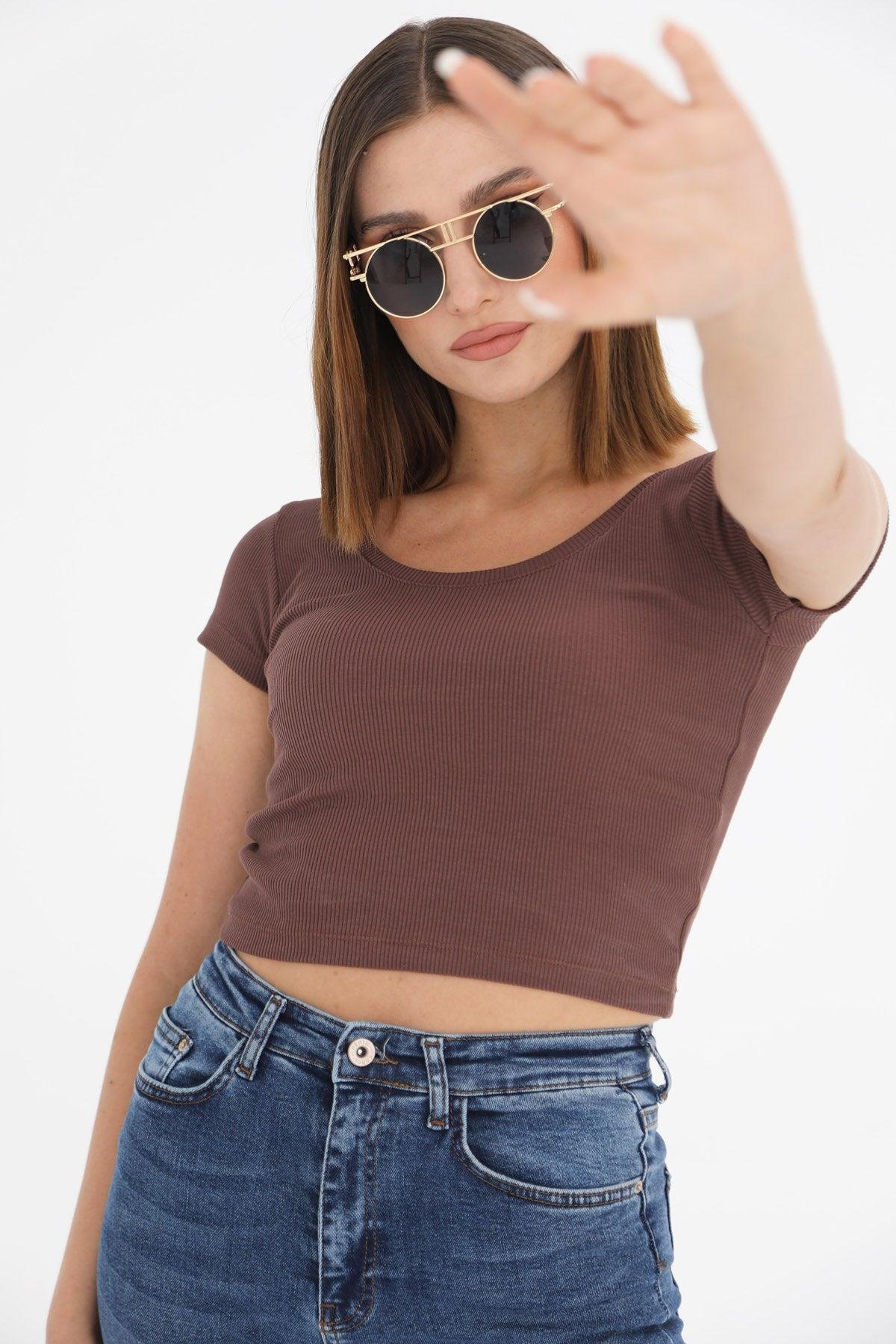 Ön Arka U Yaka Fitilli Crop