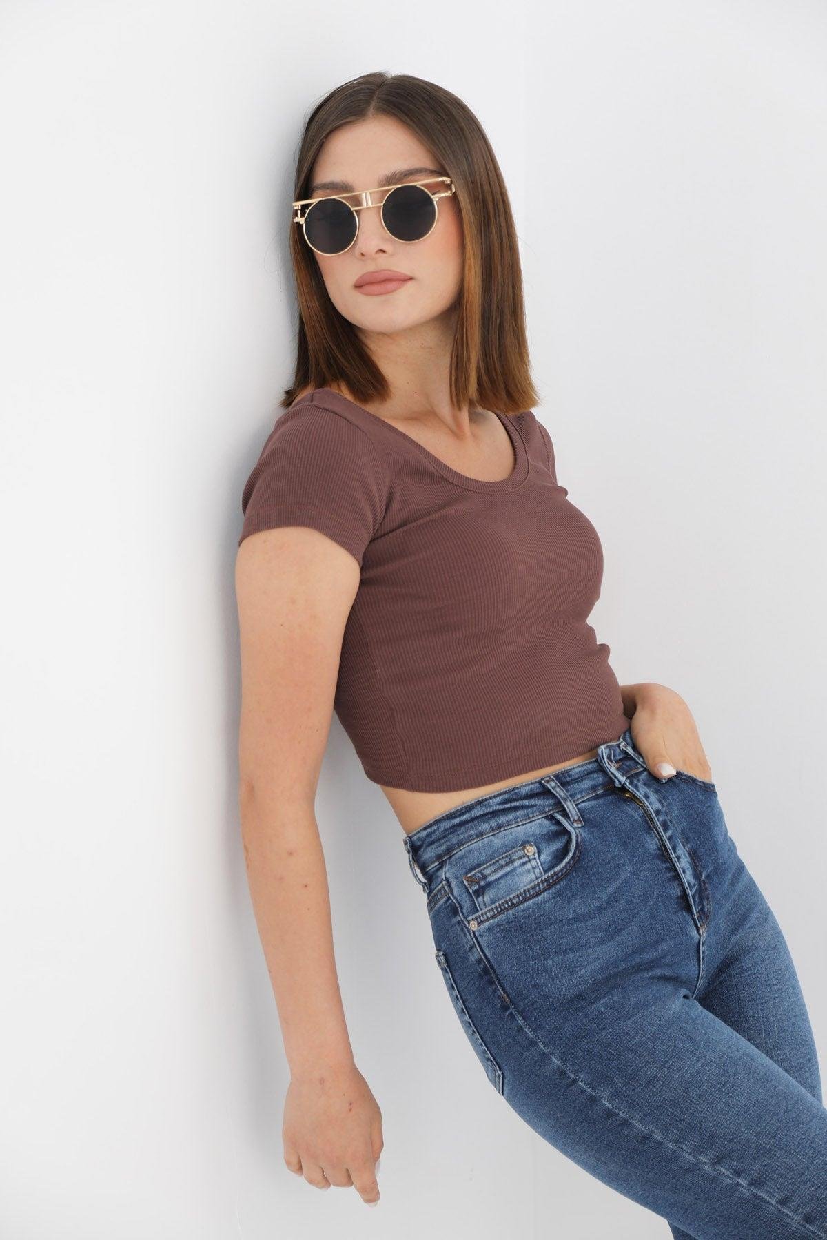 Ön Arka U Yaka Fitilli Crop