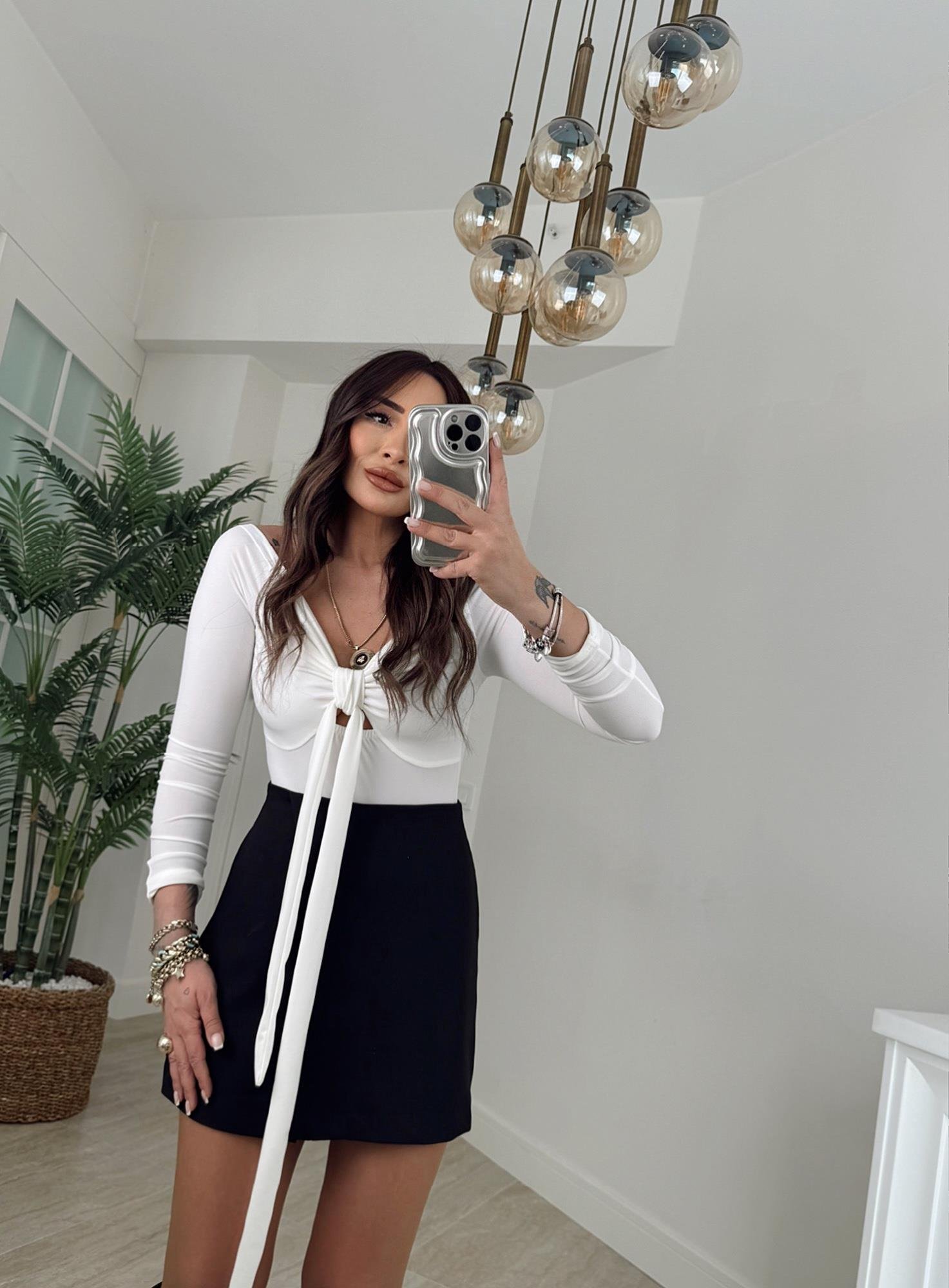 Önden Bağlamalı Sandy Beyaz Bodysuit