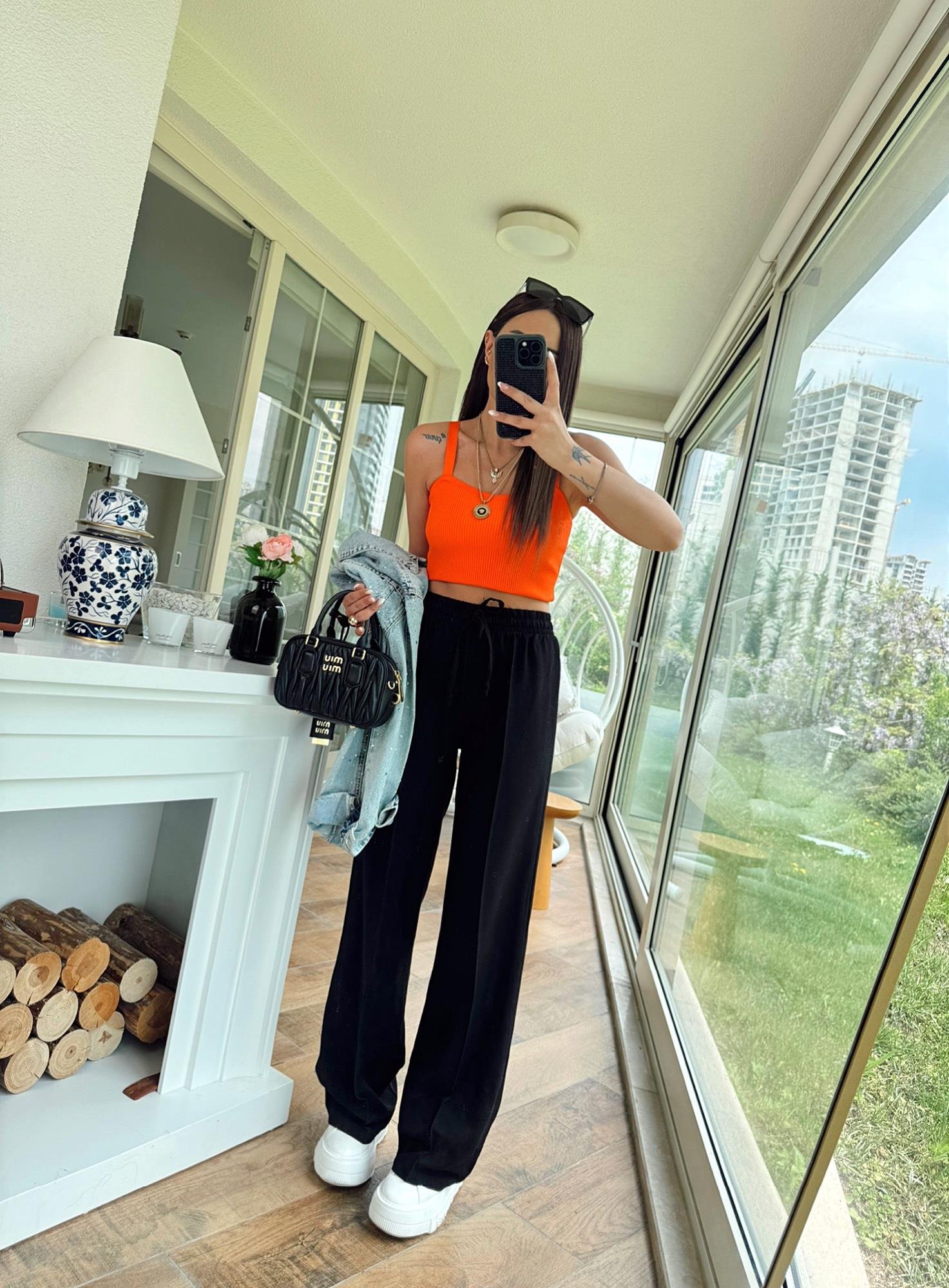 Öpücük Yaka Orange Triko Bustiyer