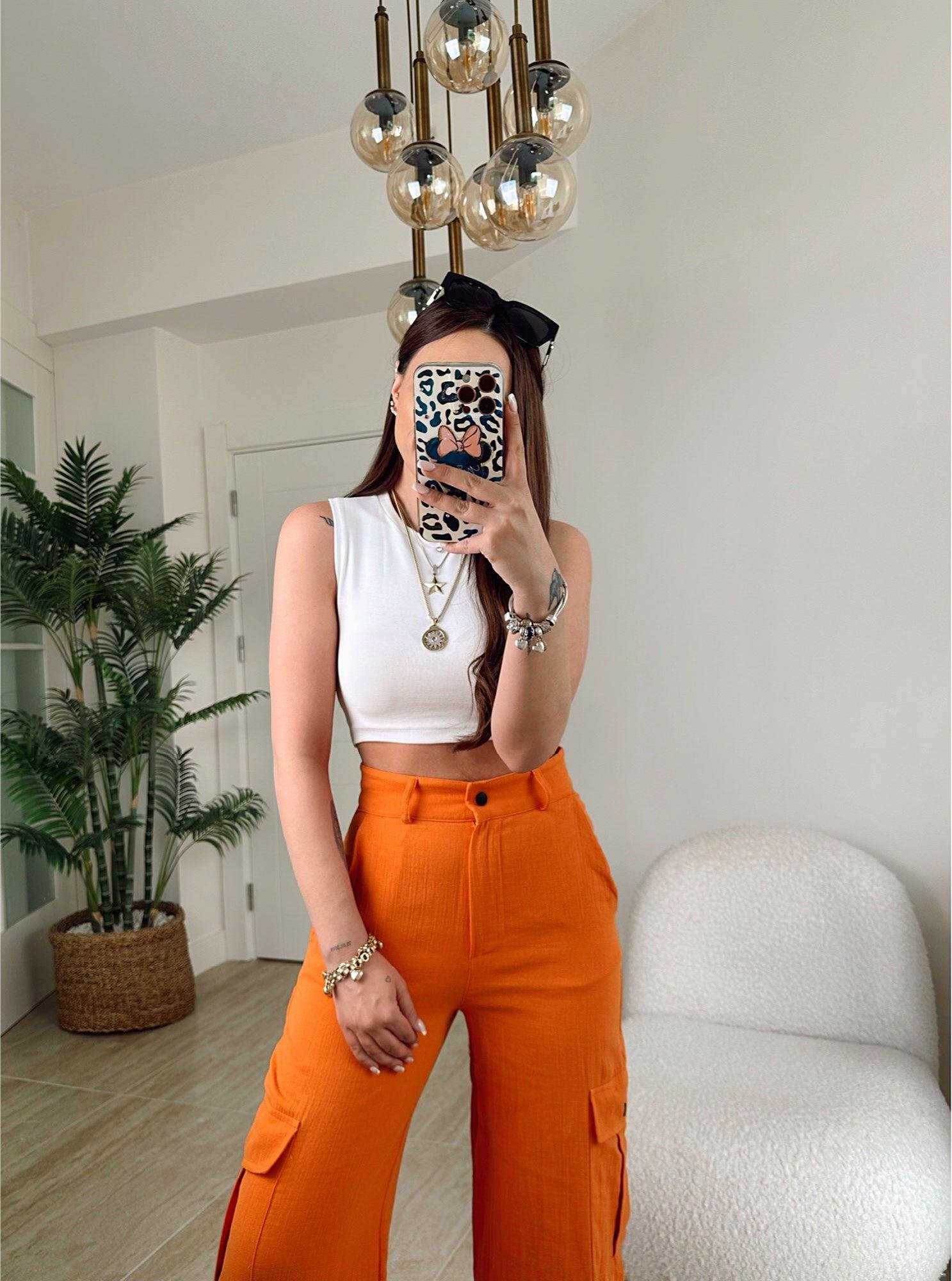 Orange Keten Kargo Pantolon