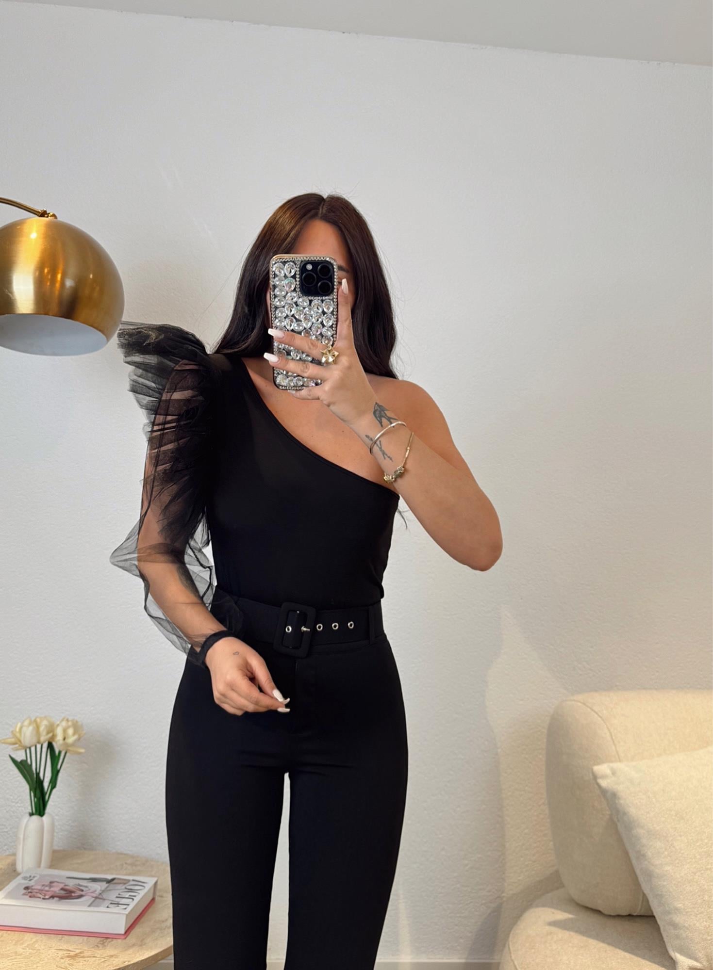 Organze Kol Tek Omuz Bodysuit