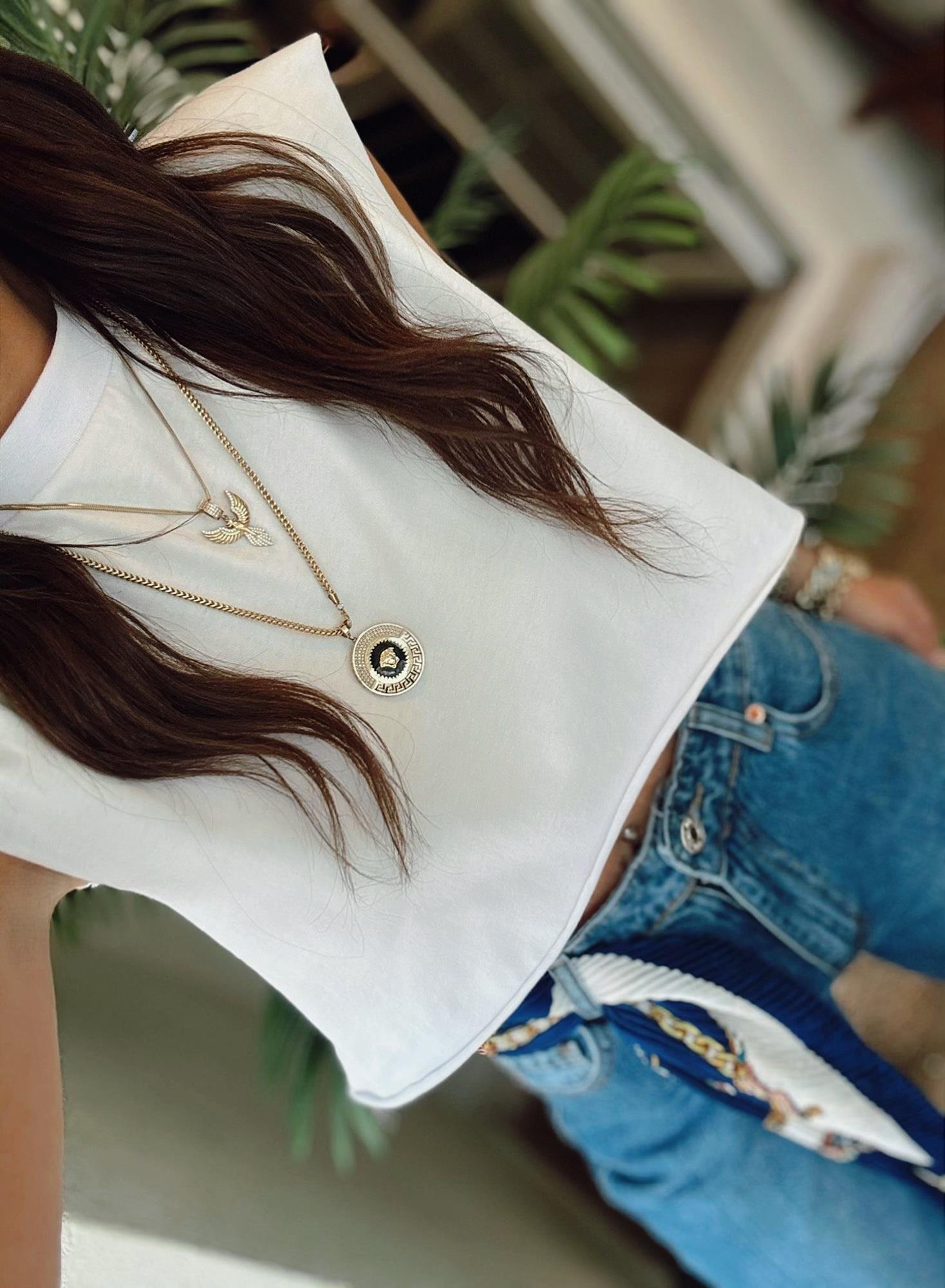 Orijinal Marka Beyaz Crop Tshirt