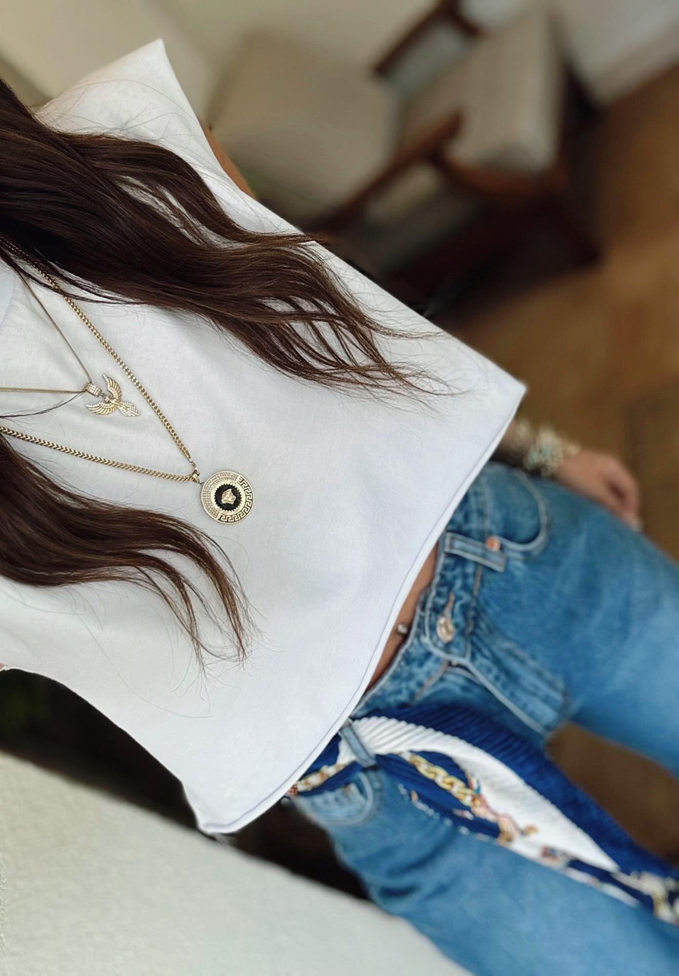 Orijinal Marka Beyaz Crop Tshirt