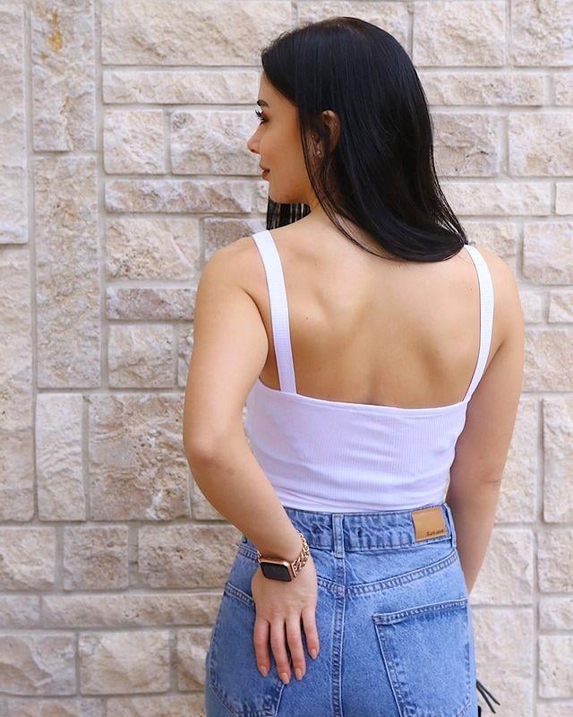 Orijinal Marka Beyaz Fermuarlı Fitilli Crop
