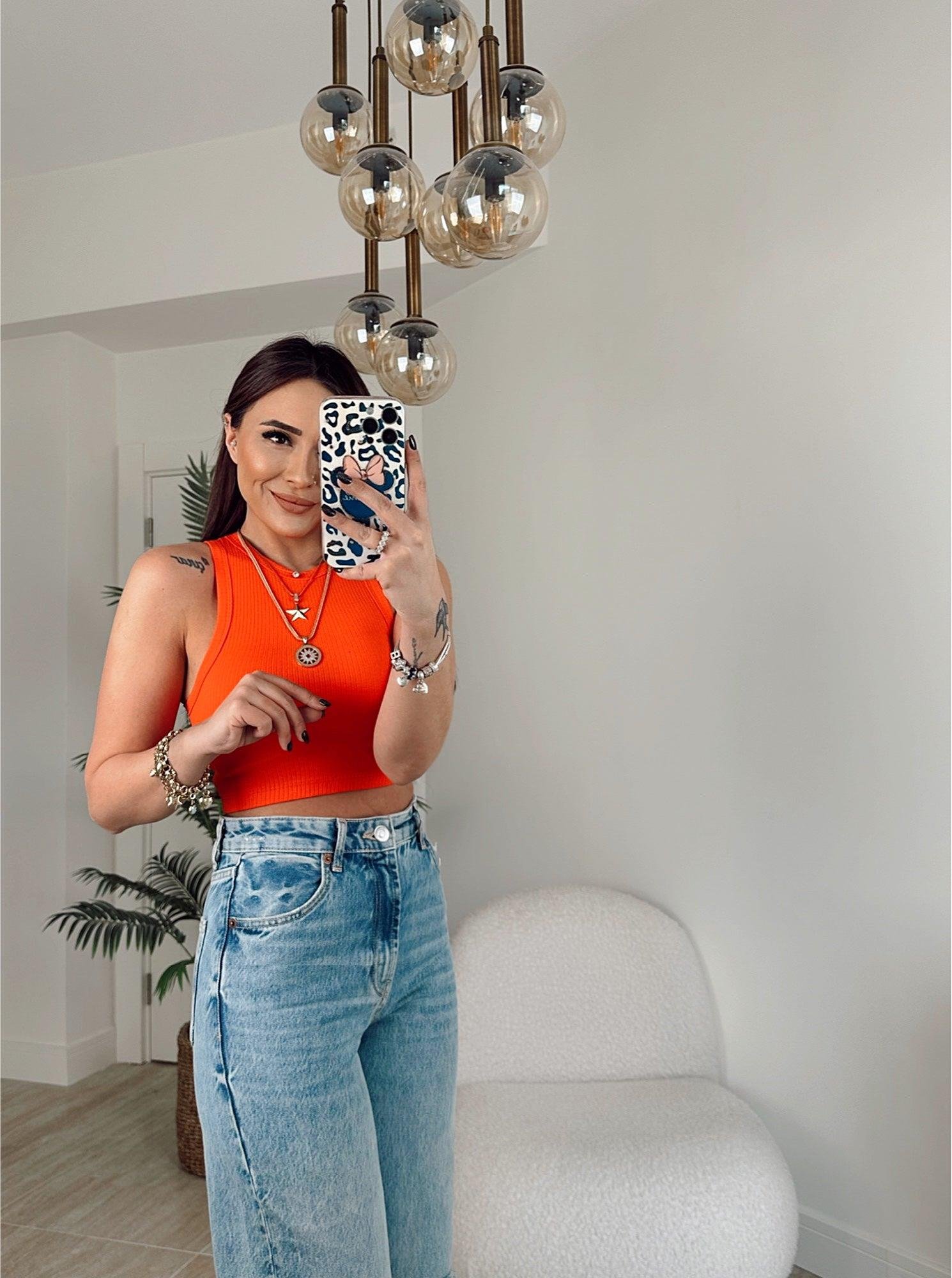 Orijinal Marka Halter Yaka Nar Çiçeği Crop