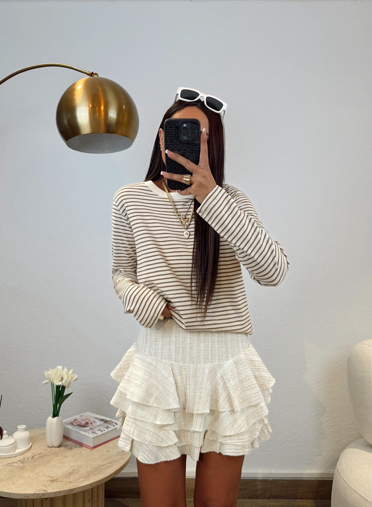 Orijinal Marka Kahve Çizgili Mevsimlik Sweatshirt