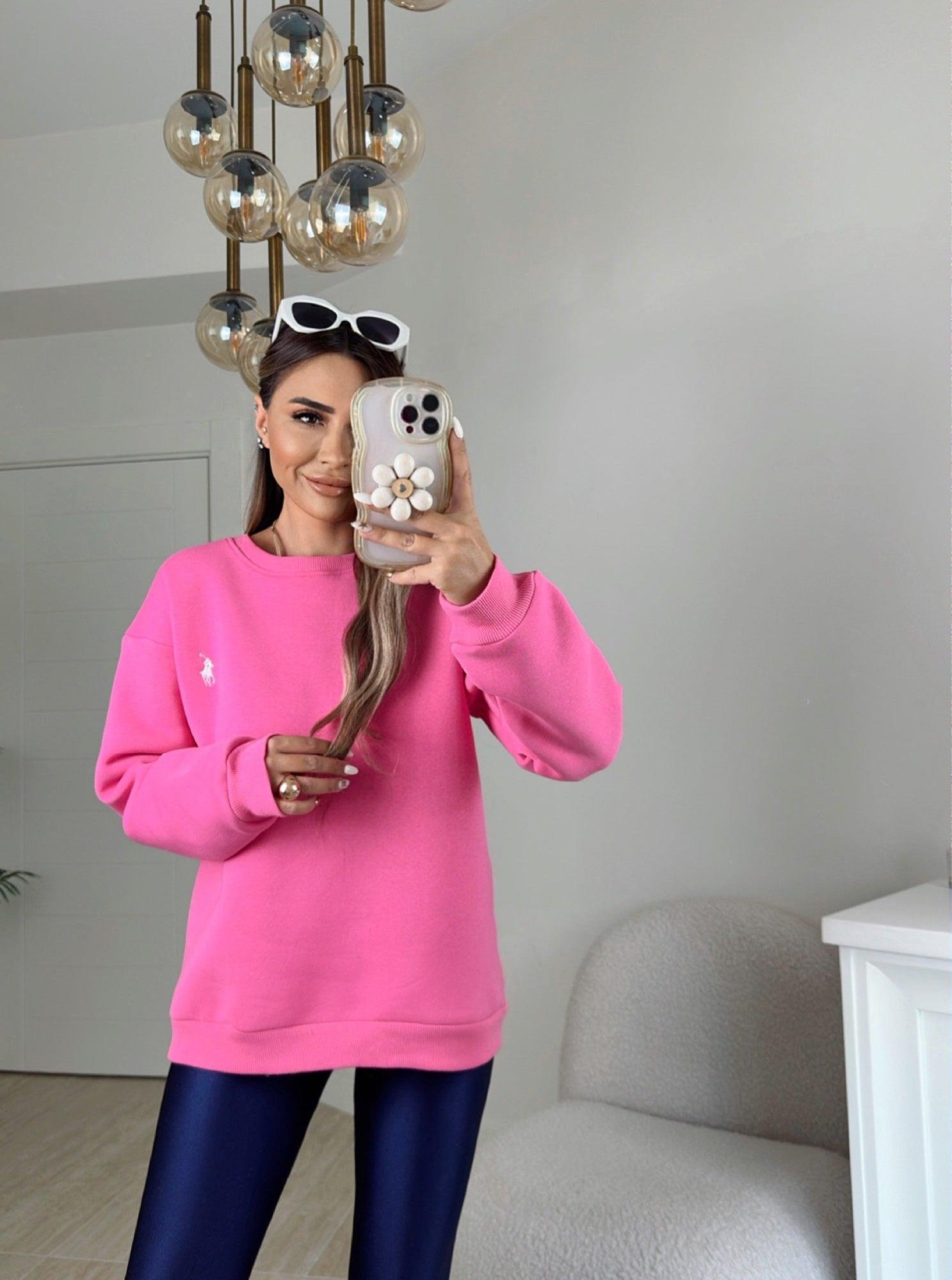 Orijinal Marka Pembe Sweatshirt
