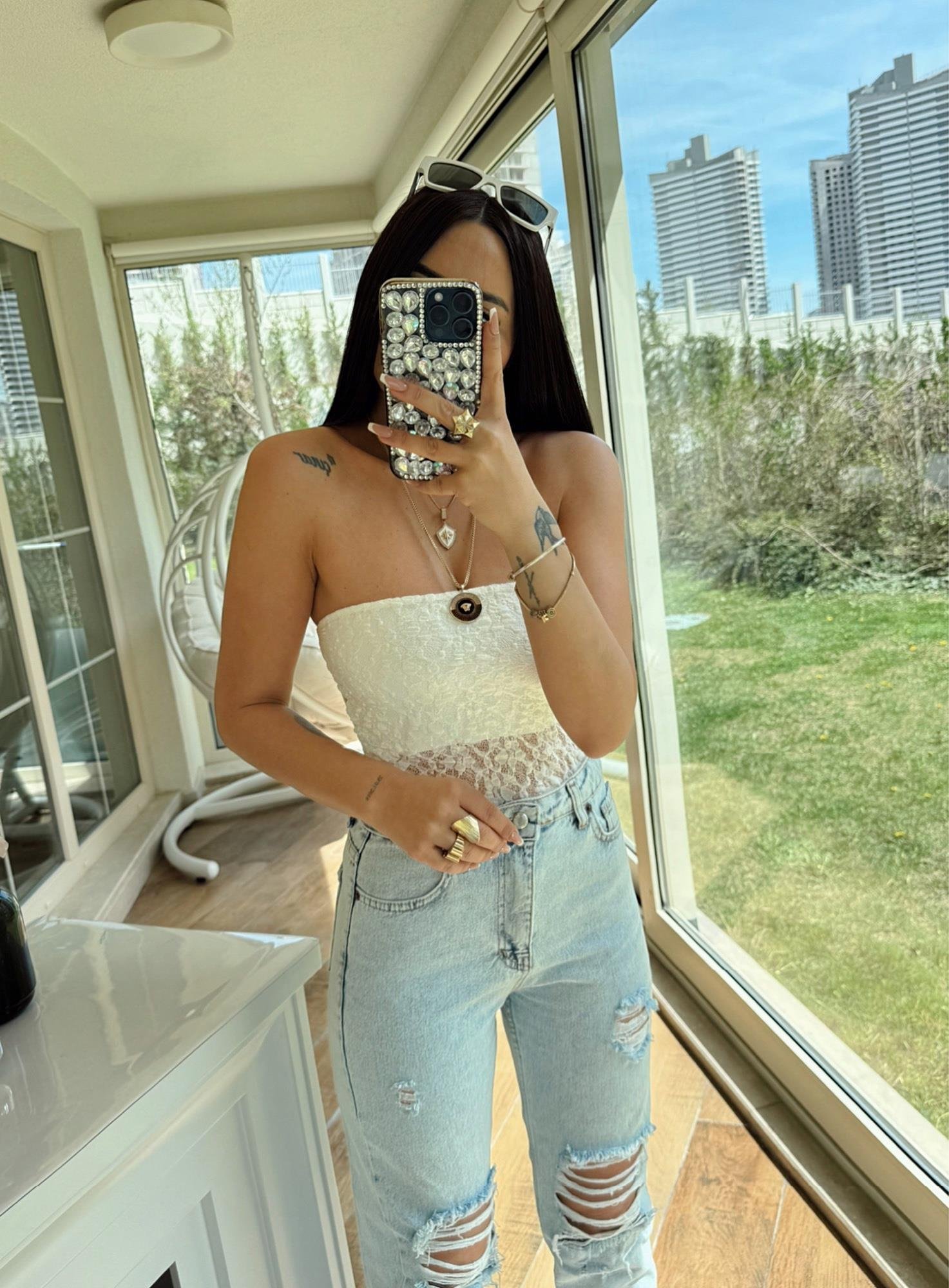 Orj Marka Beyaz Dantel Bodysuit