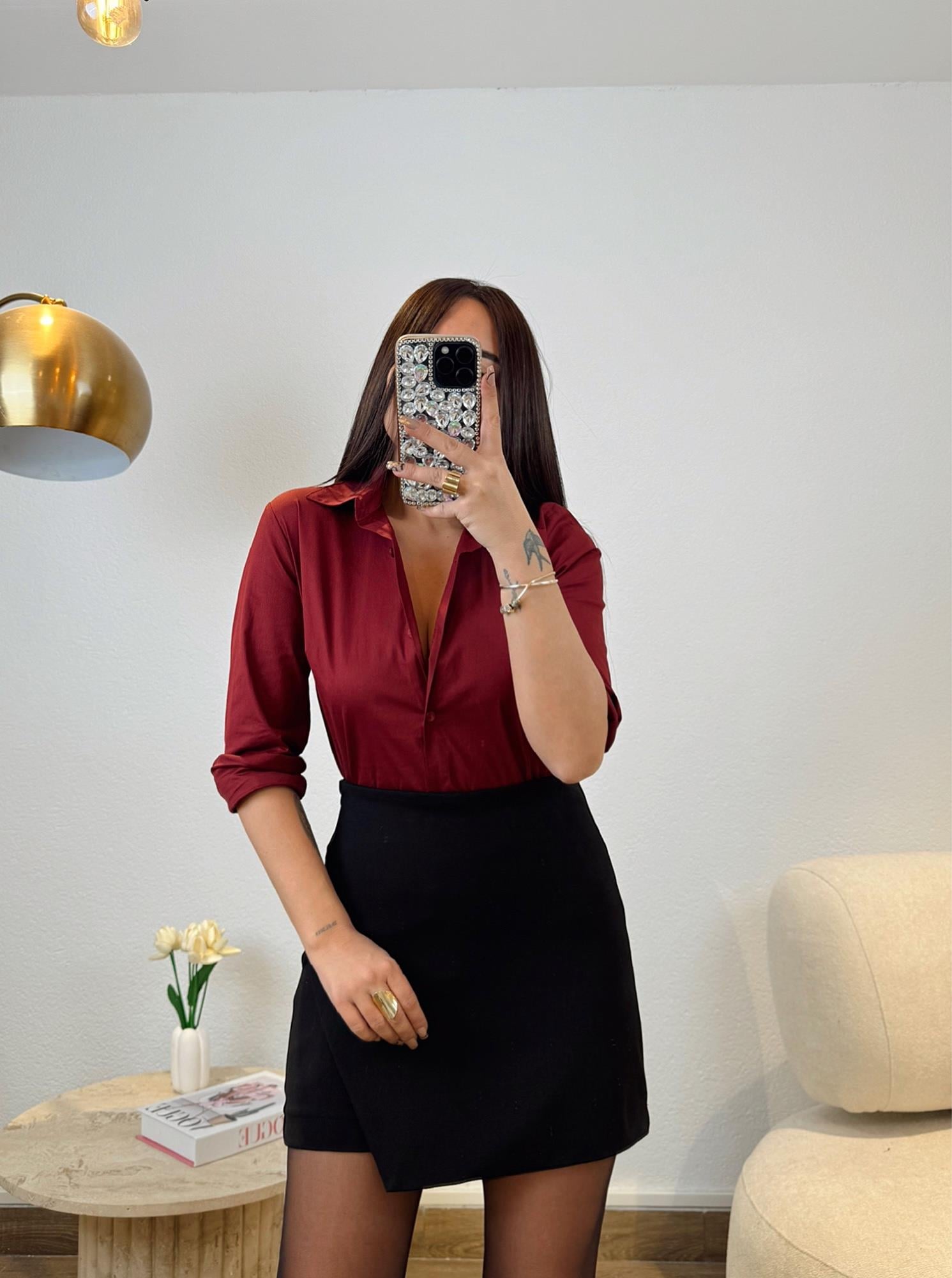 Orj Marka Bordo Slimfit Gömlek