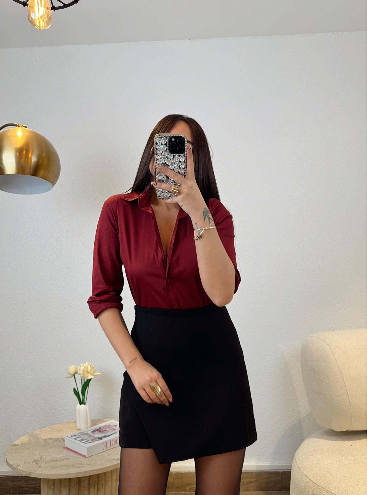Orj Marka Bordo Slimfit Gömlek