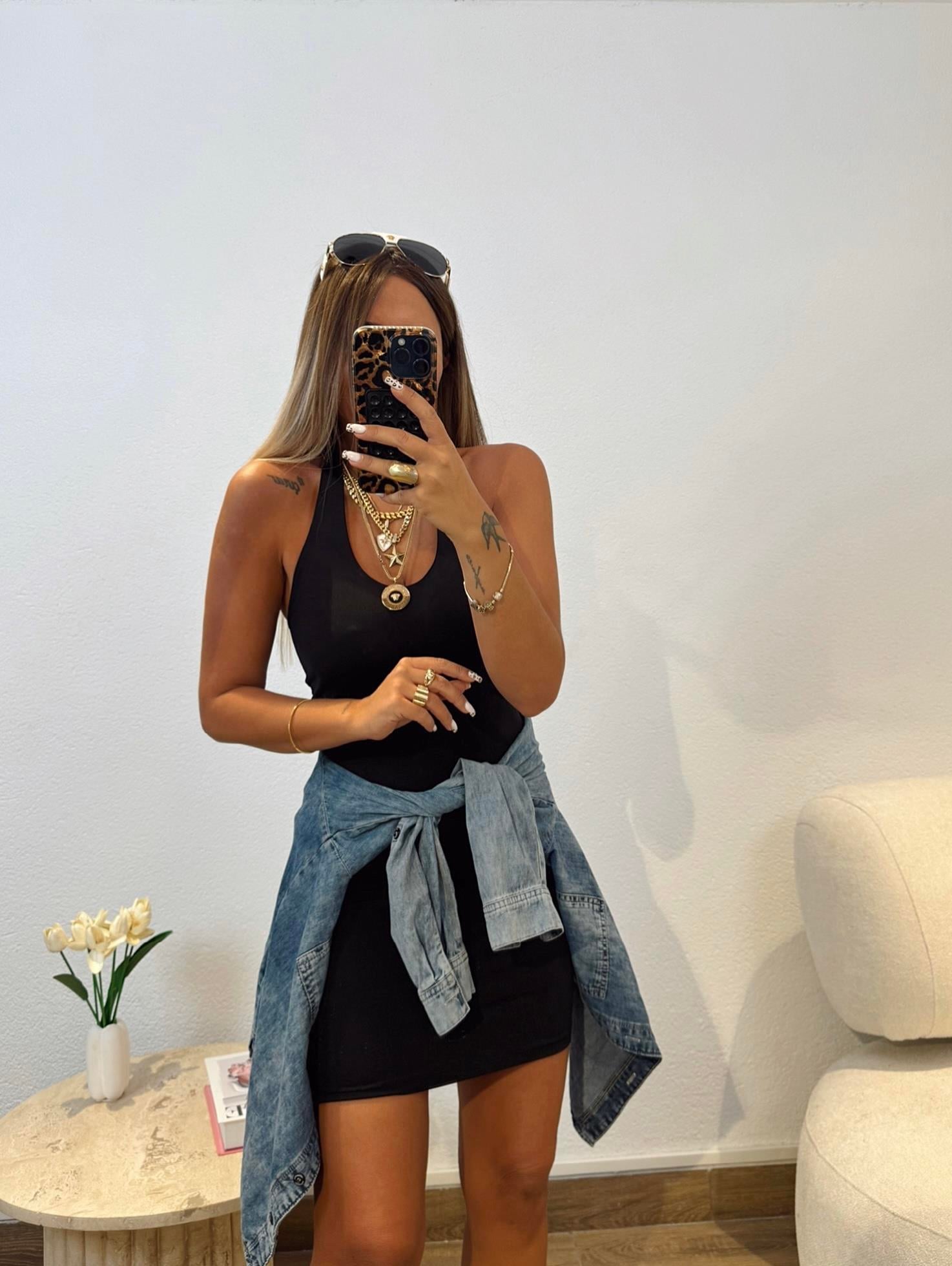 Orj Marka Halter Yaka Siyah Mini Elbise