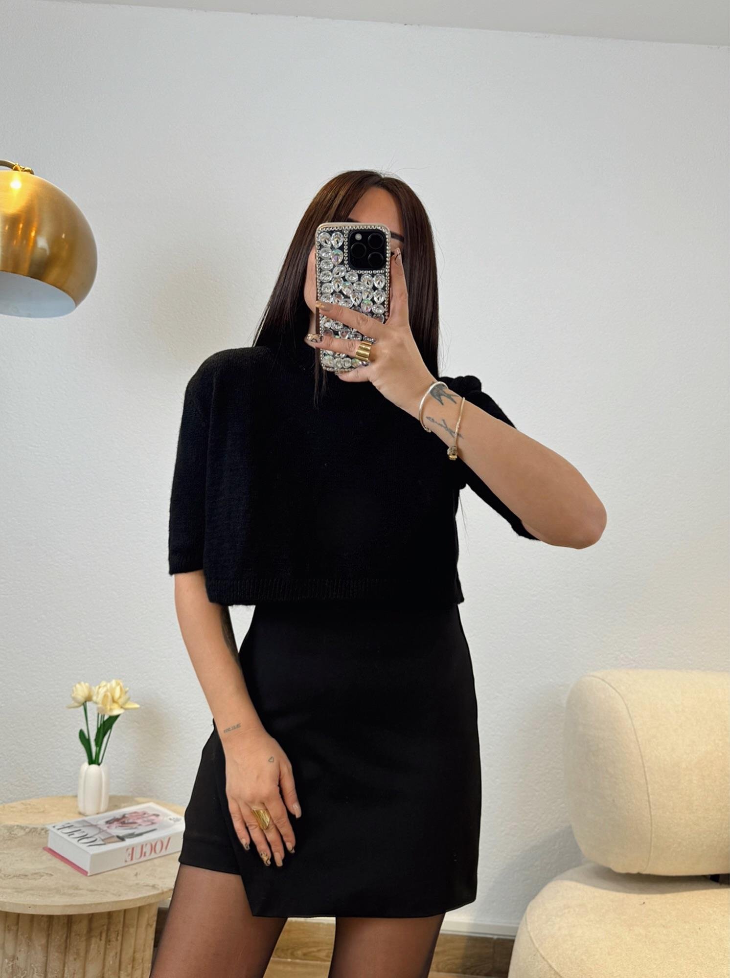 Orj Marka Siyah Triko Crop