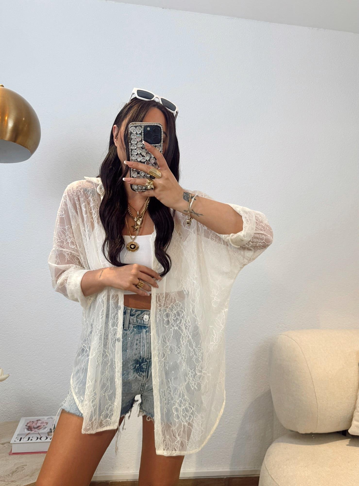 Oversize Dantel Gömlek