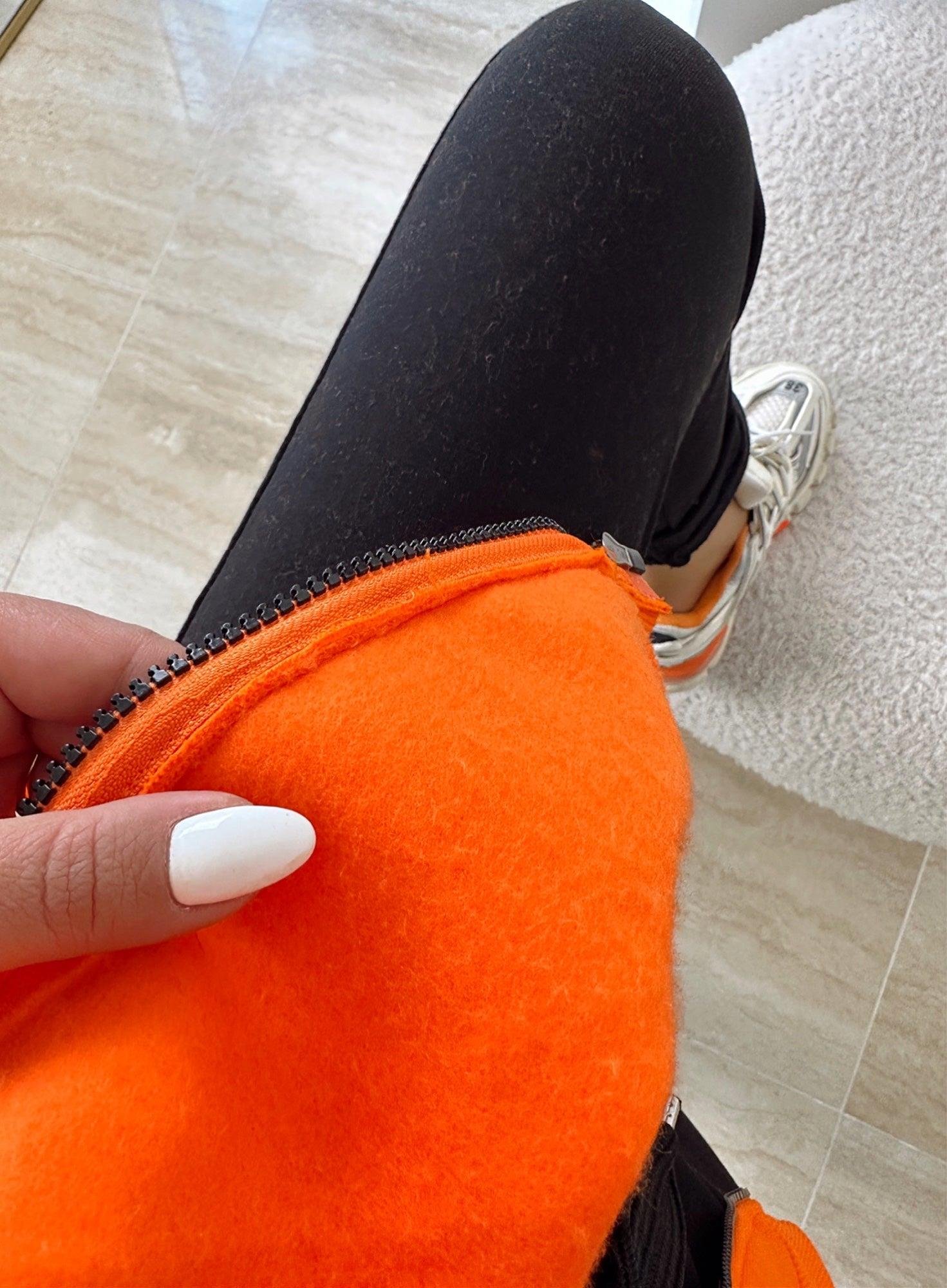 Oversize Kapişonlu Orange Sweat Hırka