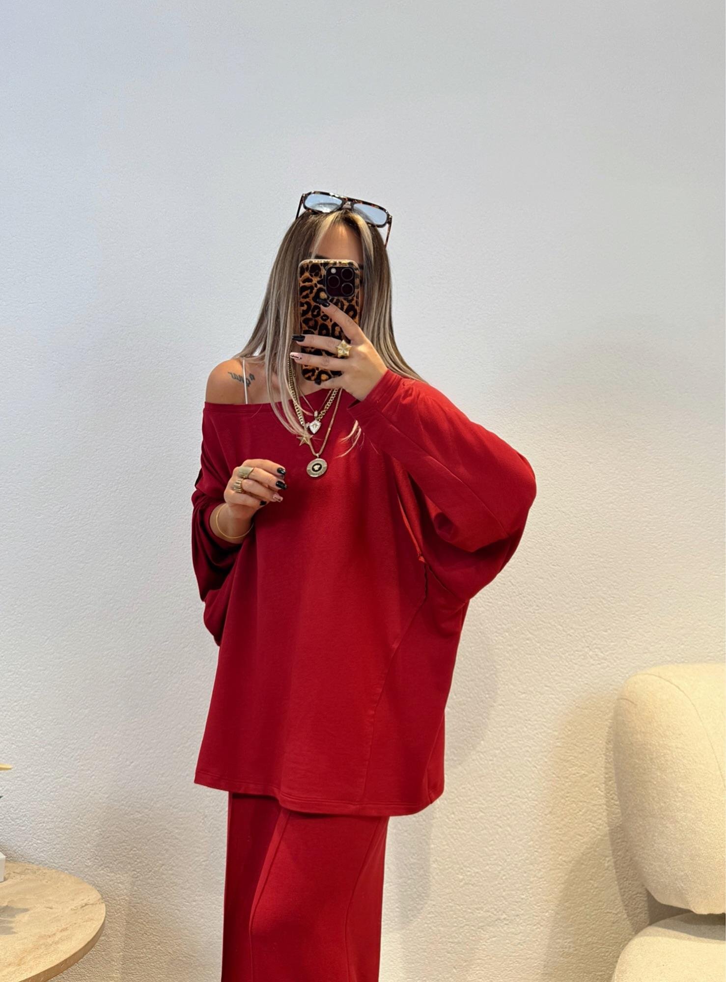 Oversize Modal Bordo Takım