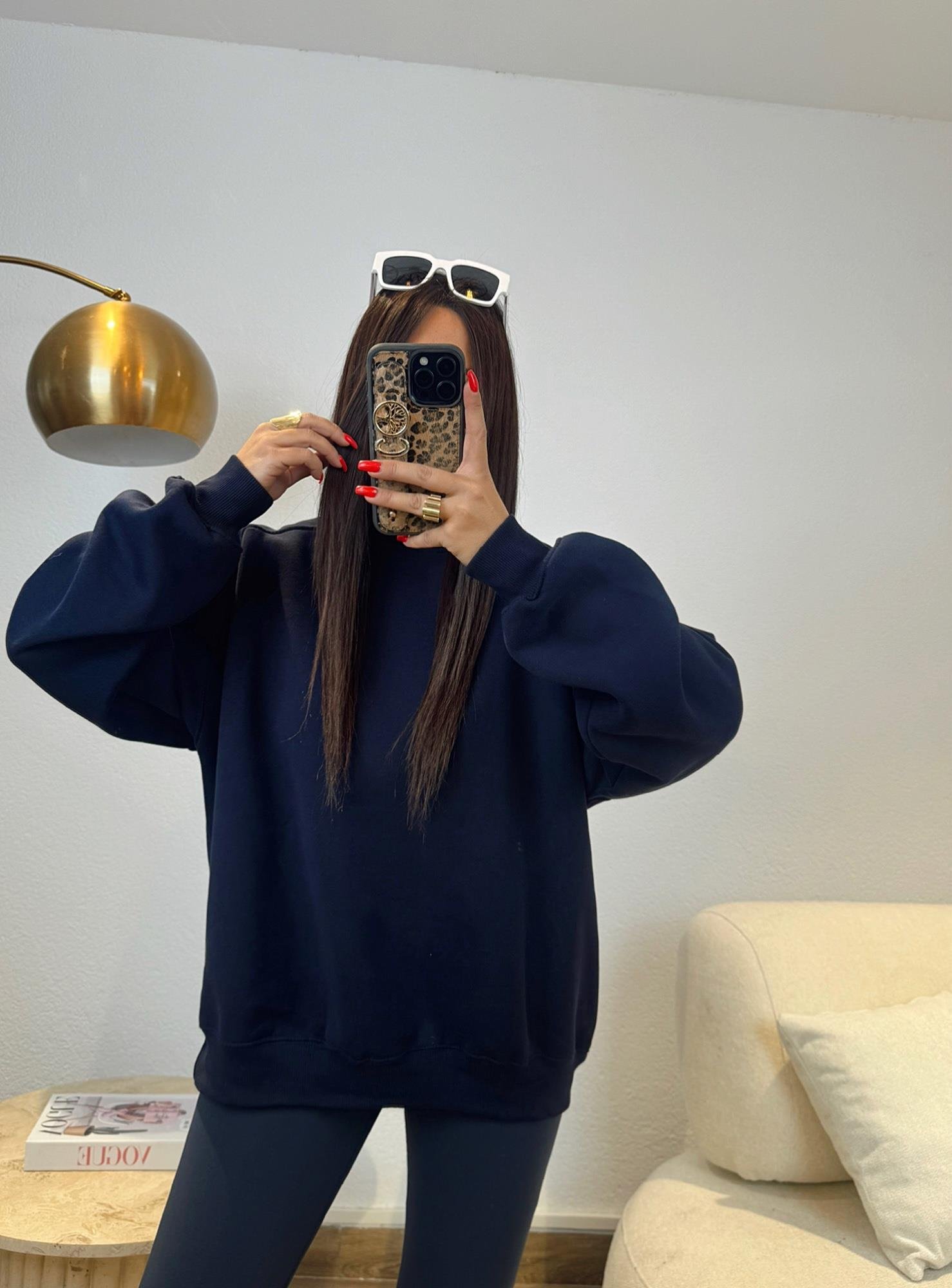 Oversize Şardonlu Basic Laci Sweatshirt