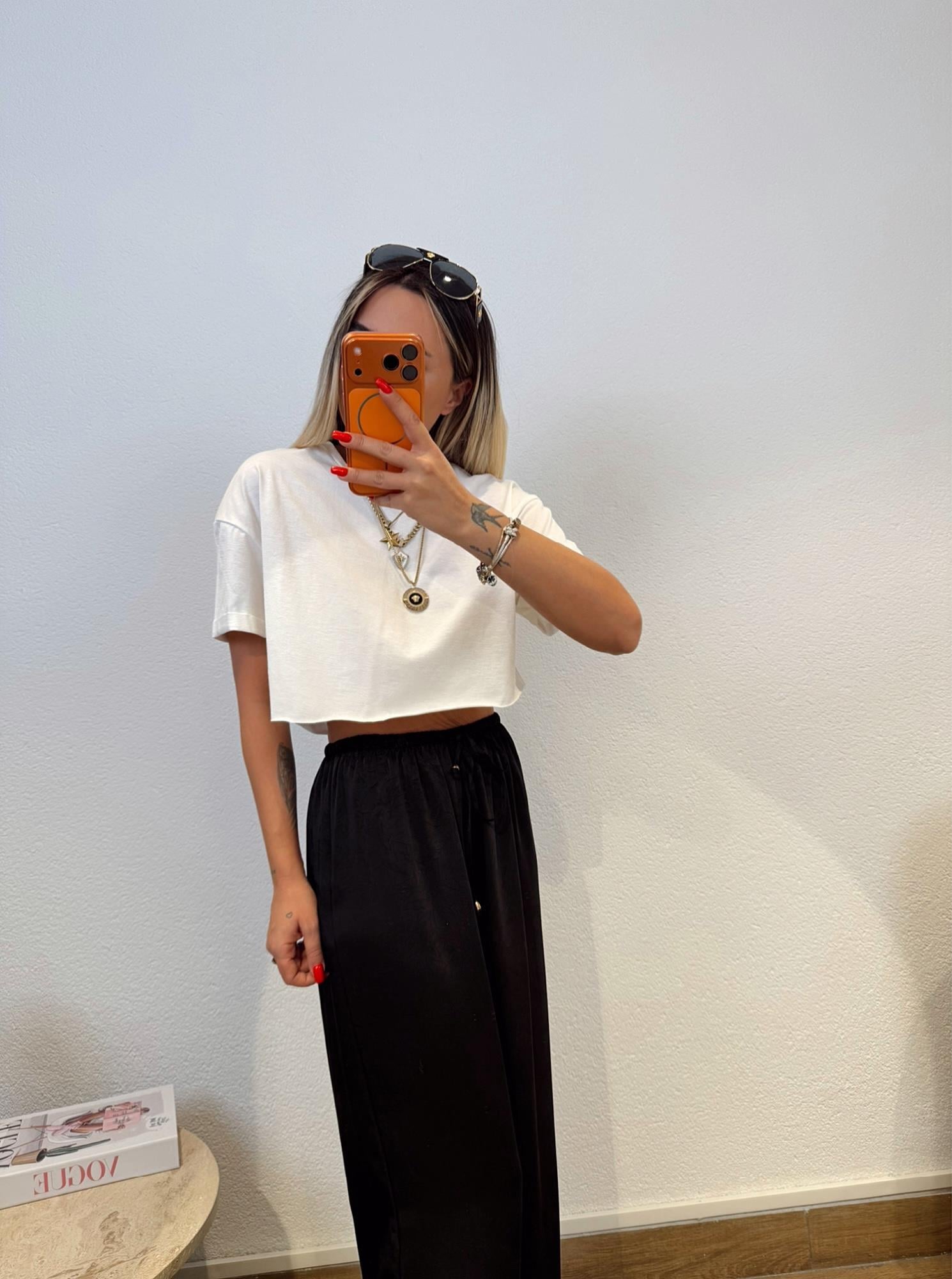 Pamuklu Beyaz Crop Tshirt