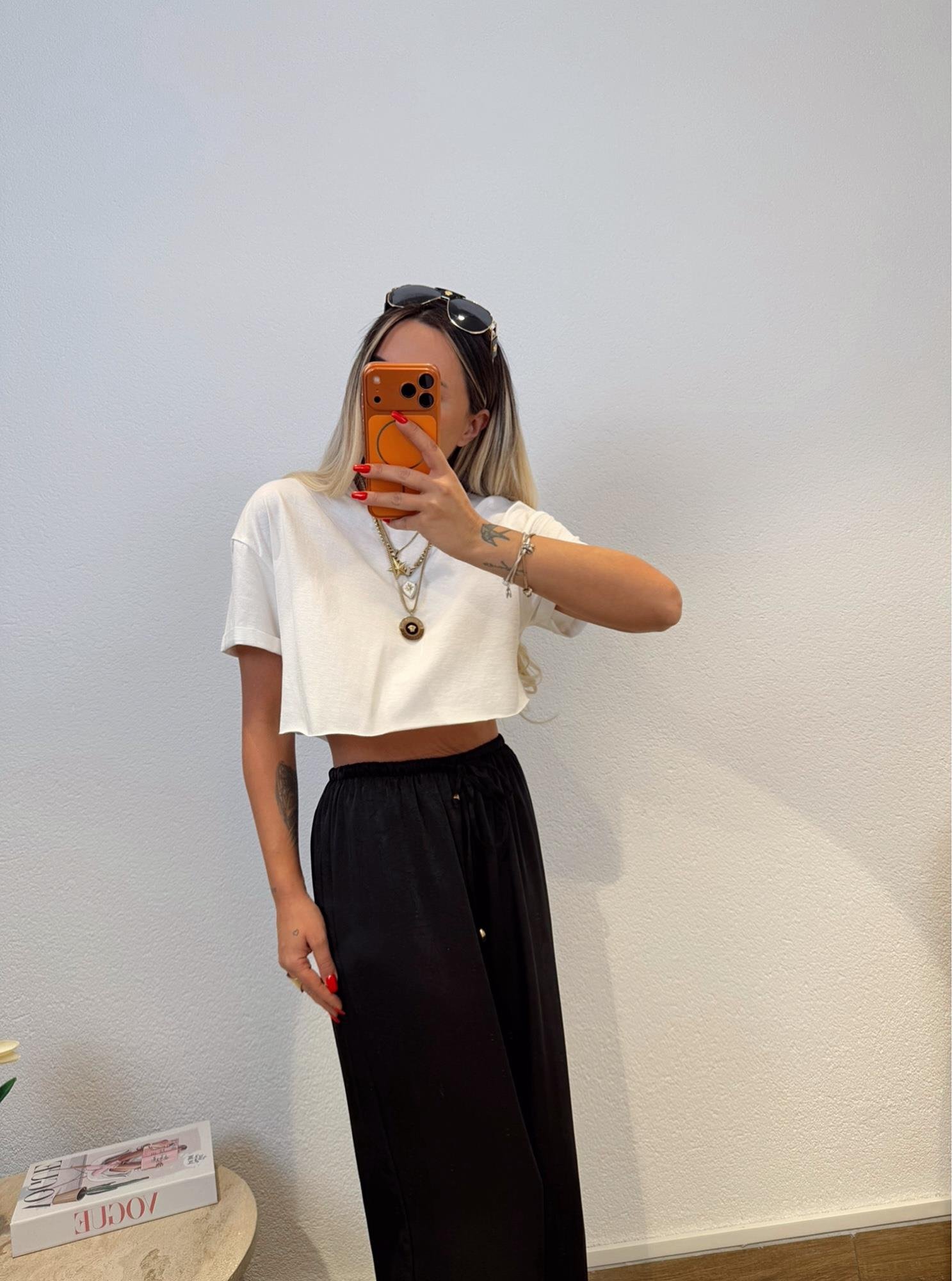 Pamuklu Beyaz Crop Tshirt